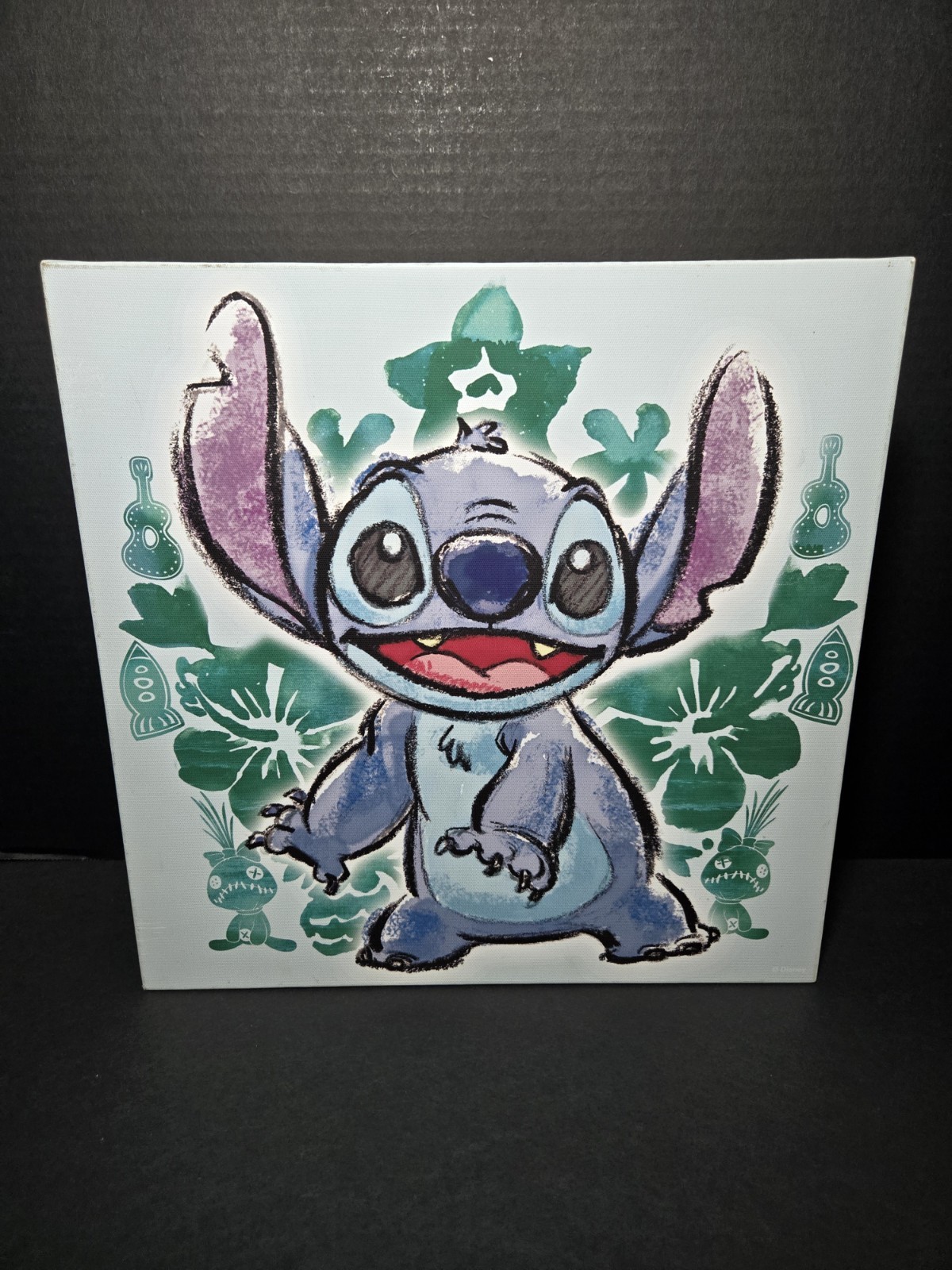 Disney Lilo & Stitch Floral Stitch Canvas Wall Art 12×12″