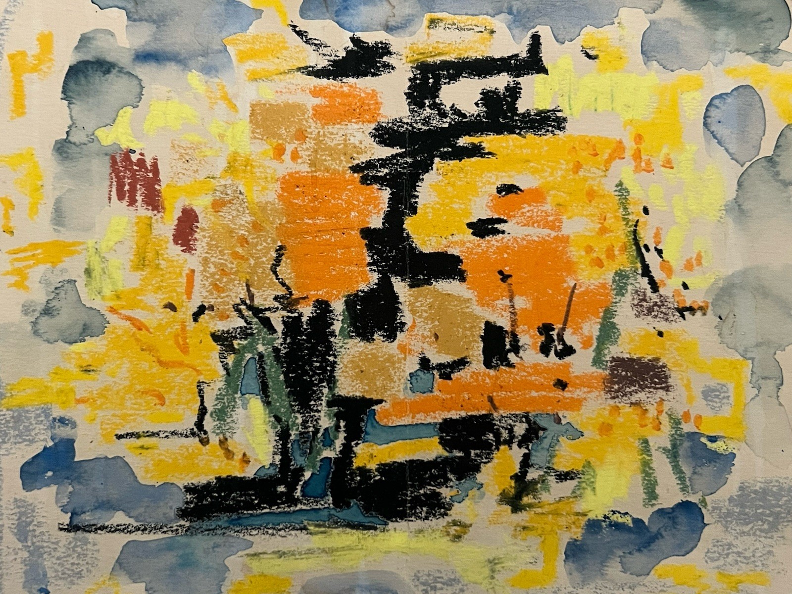 Werner Drewes Original 1965 Abstract Mixed Media Painting Signed -10×9-1/2”