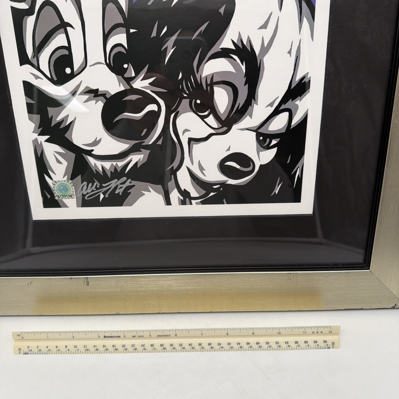 Disney Hand Signed Lady & Tramp Framed Litho Print Puppy Love Allison Lefcort
