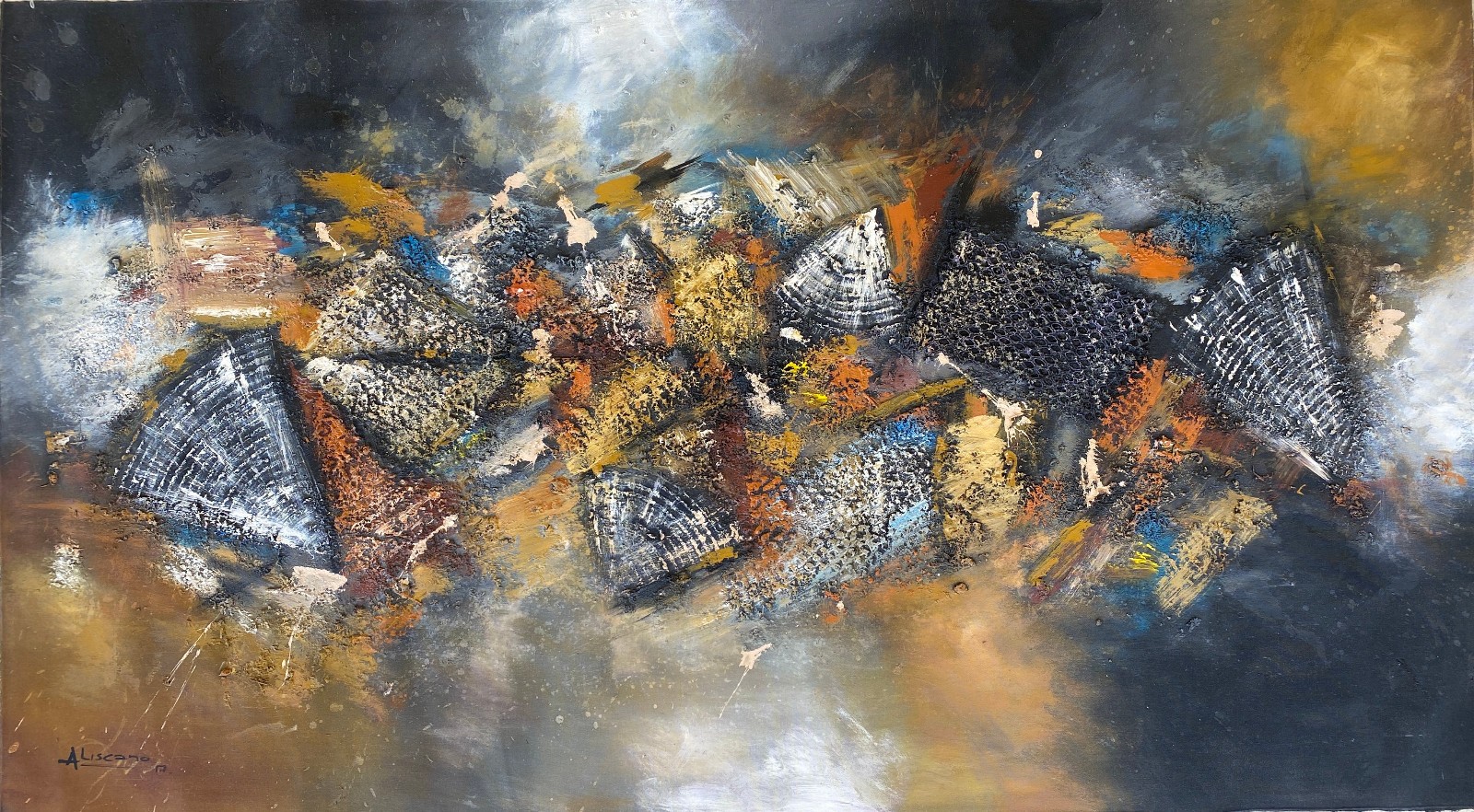 Abstract Painting- Original- Mix Media- Oil , Acrylic, Encaustic, Signed 63″x35″