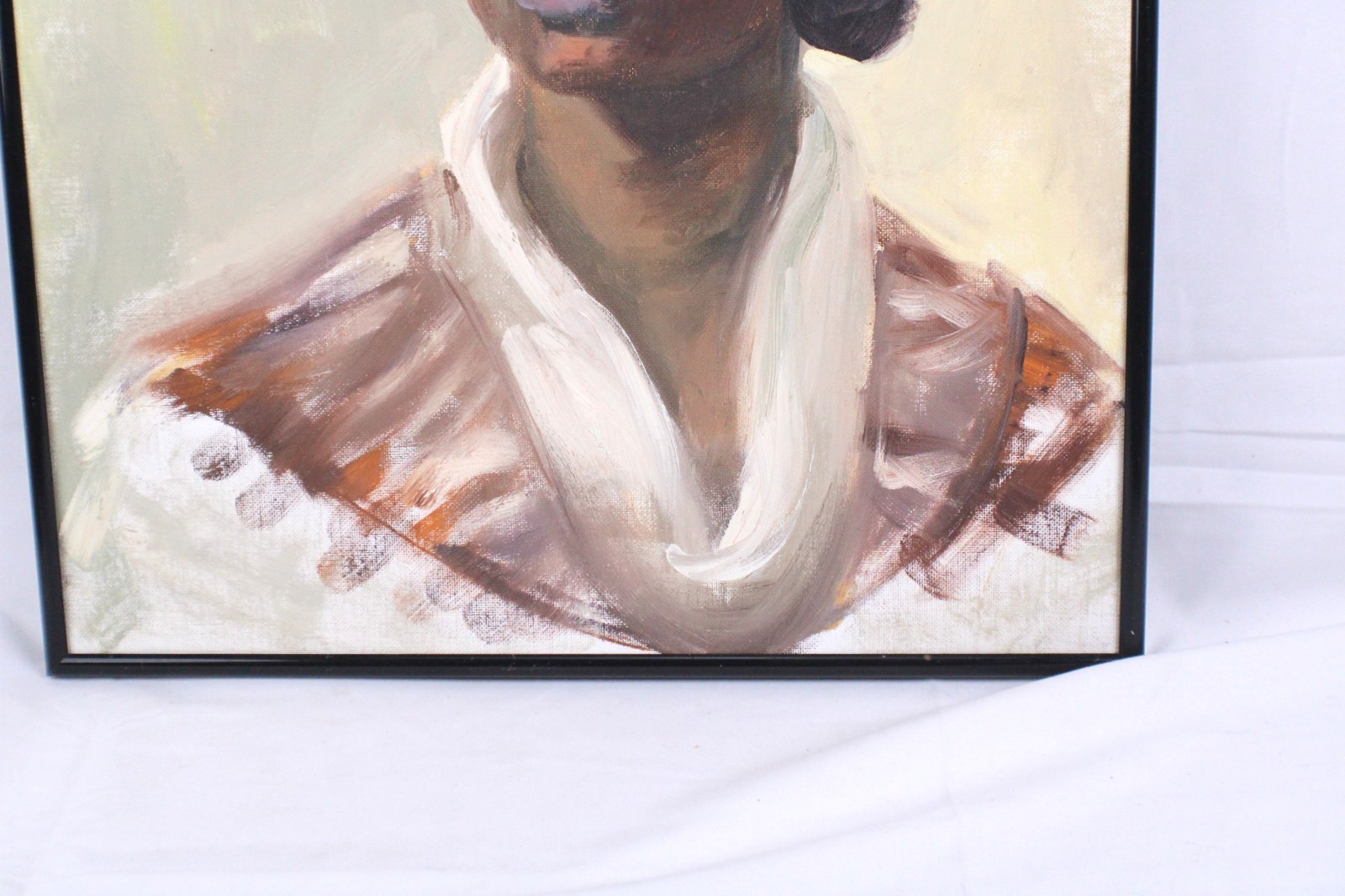 Vintage Portrait Of A Young Black Lady Oil Painting Signed Dedrick