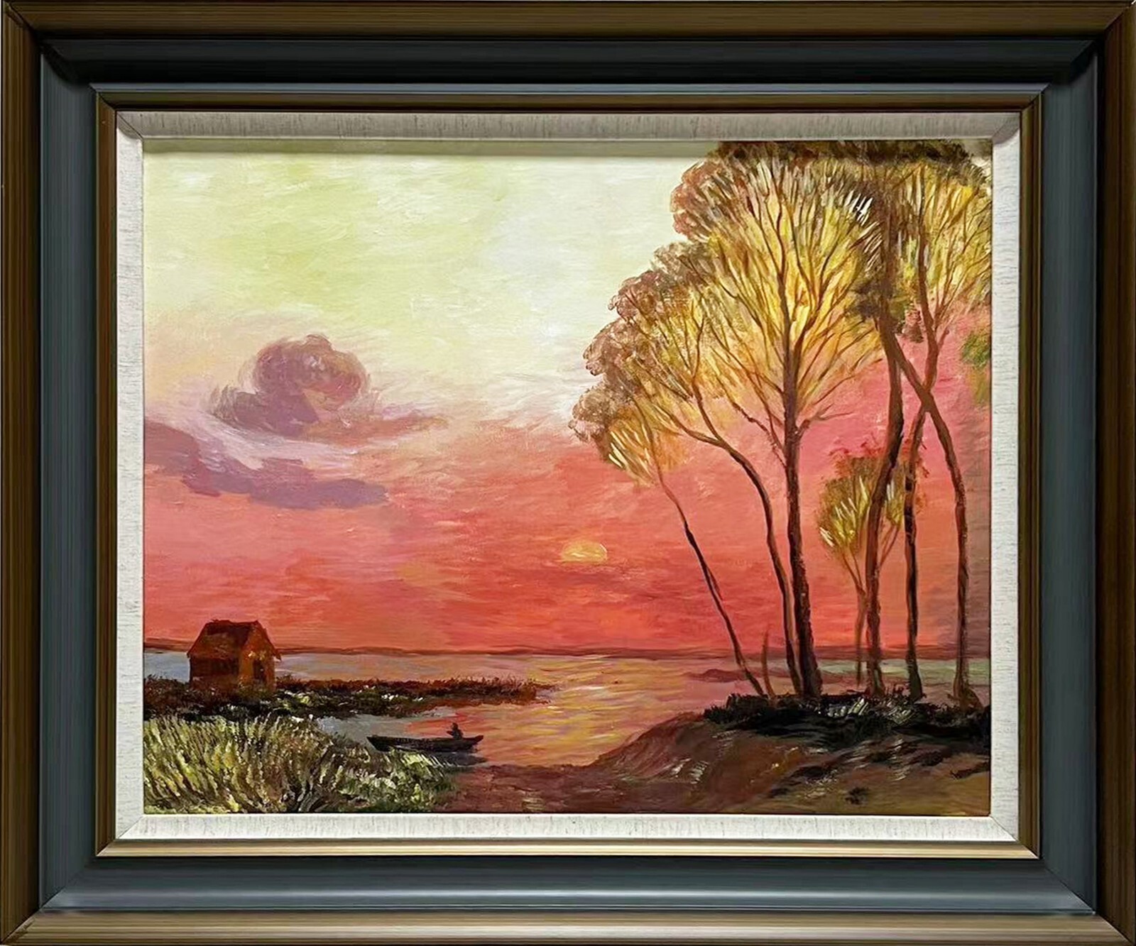 UniqueHomeArt Original Artwork Handmade Painting Wall Art Wood Frame 30X26 in