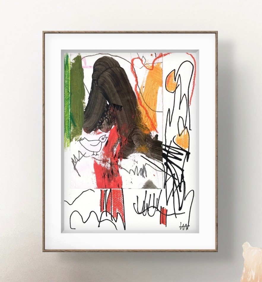 Original Abstract 9×12 Mixed Media Contemporary Painting on Paper, Holly Hammond