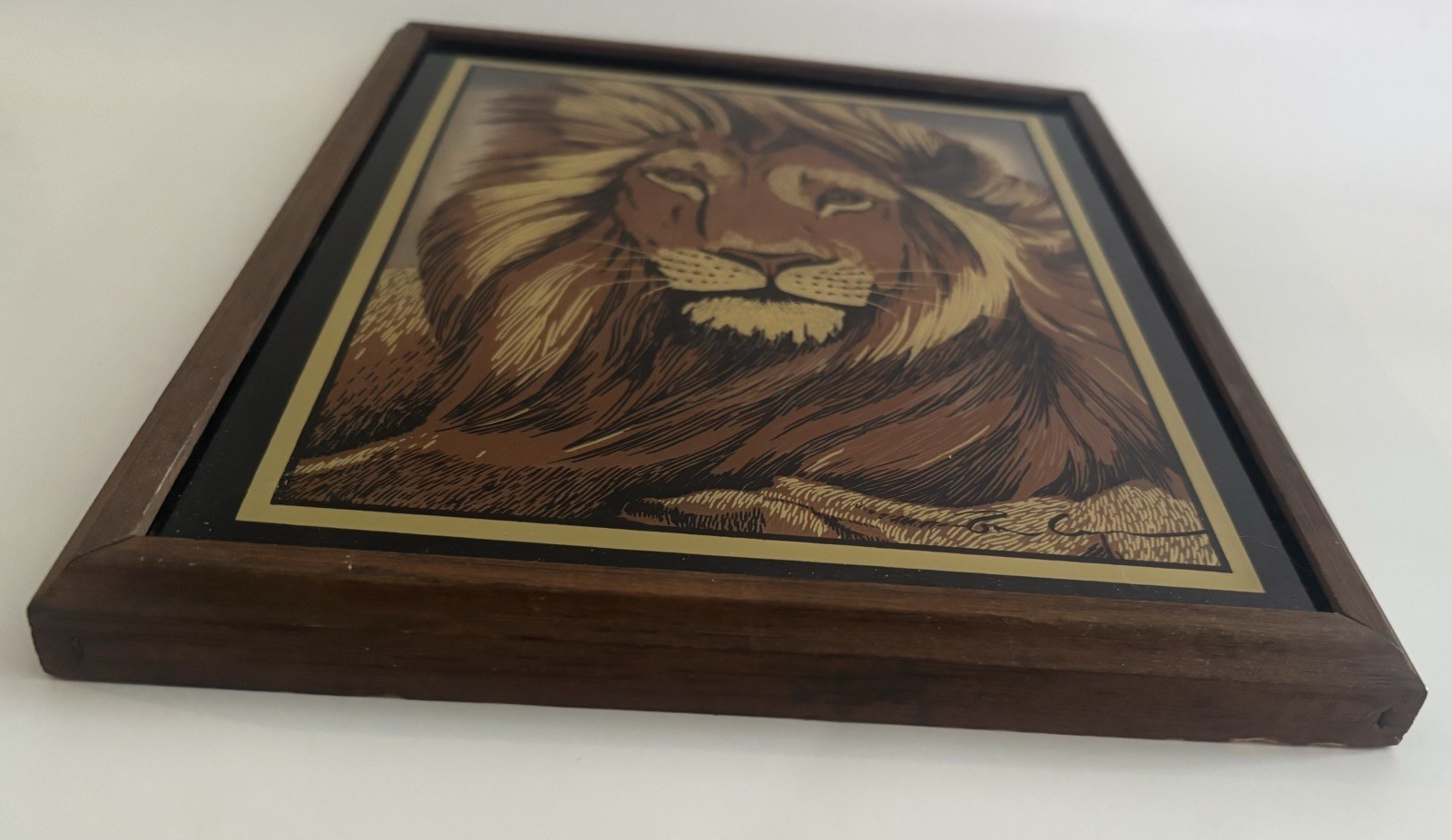 Rare 2 Framed Reverse On Glass Tiger& Lion Lulu’s Inc Vintage 77 Wall Art Retro