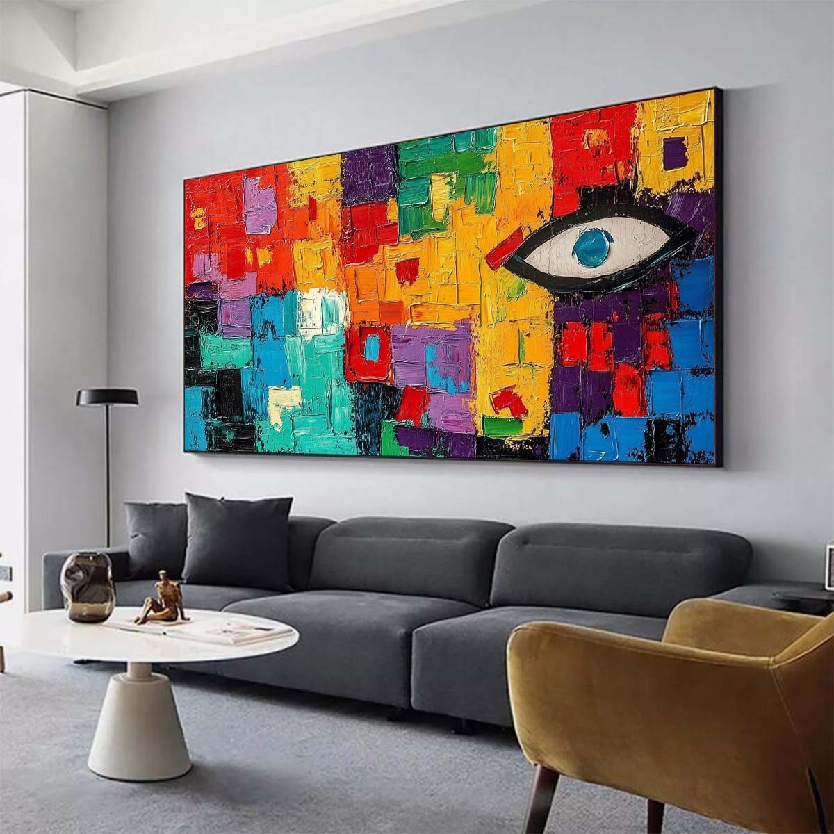 Black eyes Abstract Texture Hand Painted Oil Painting on Canvas Living Room
