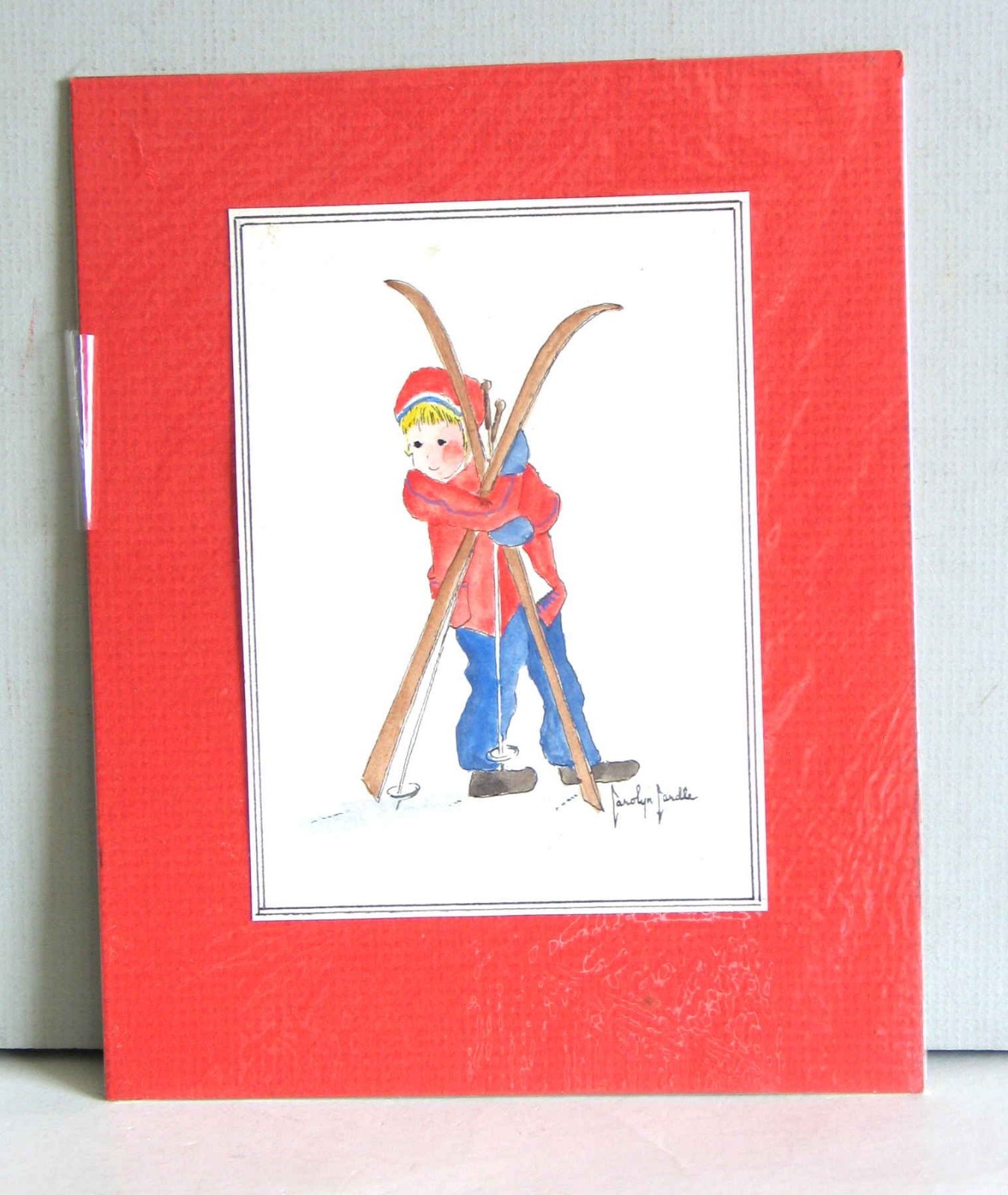 Matted Print Carolyn Cardle Minneapolis MN SMALL WORLD 7.5″ watercolor FREE SH