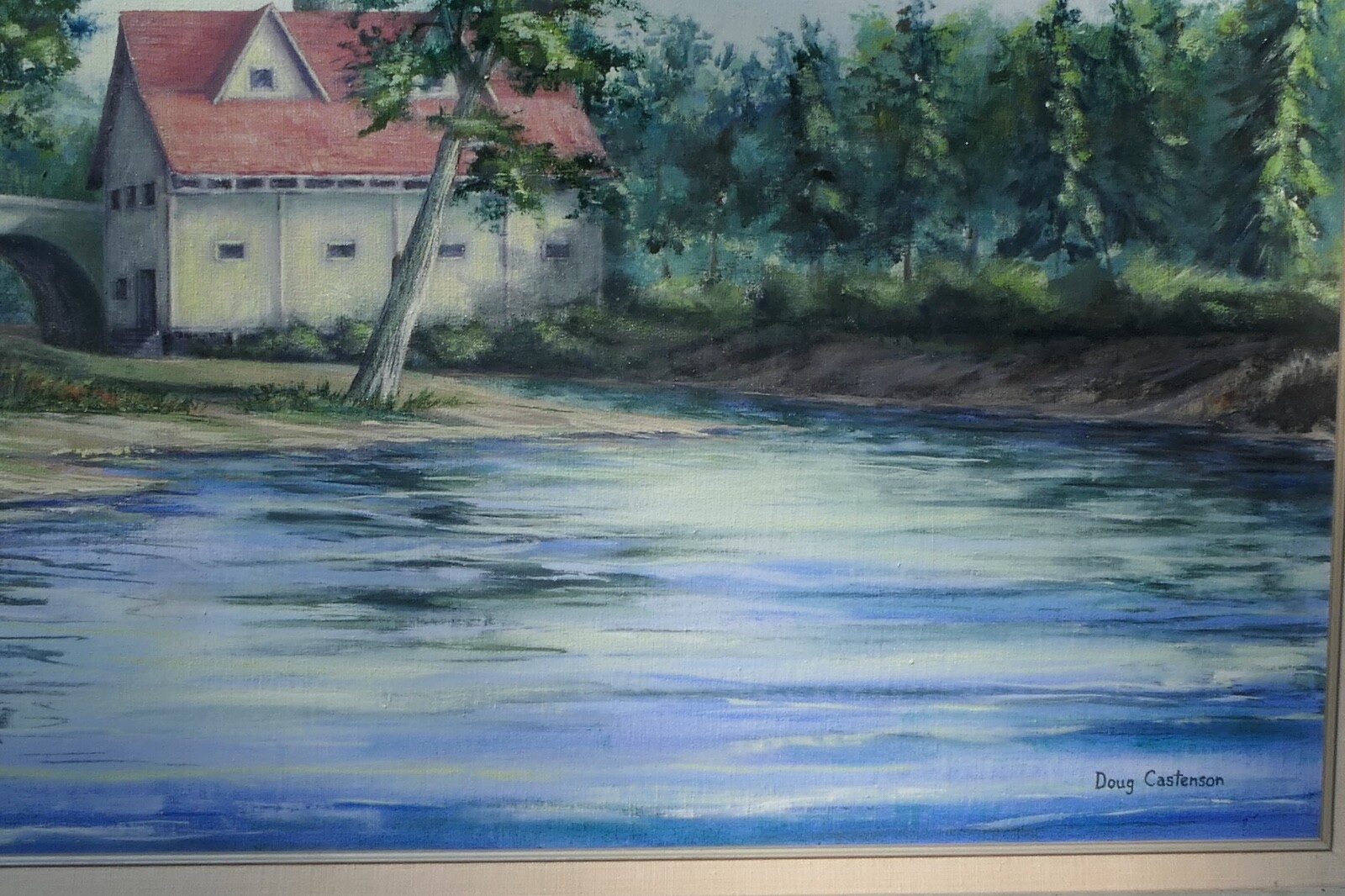 ARTIST SIGNED DOUG CASTENSON OIL PAINTING UNITED STATES MIDWEST WATERMILL