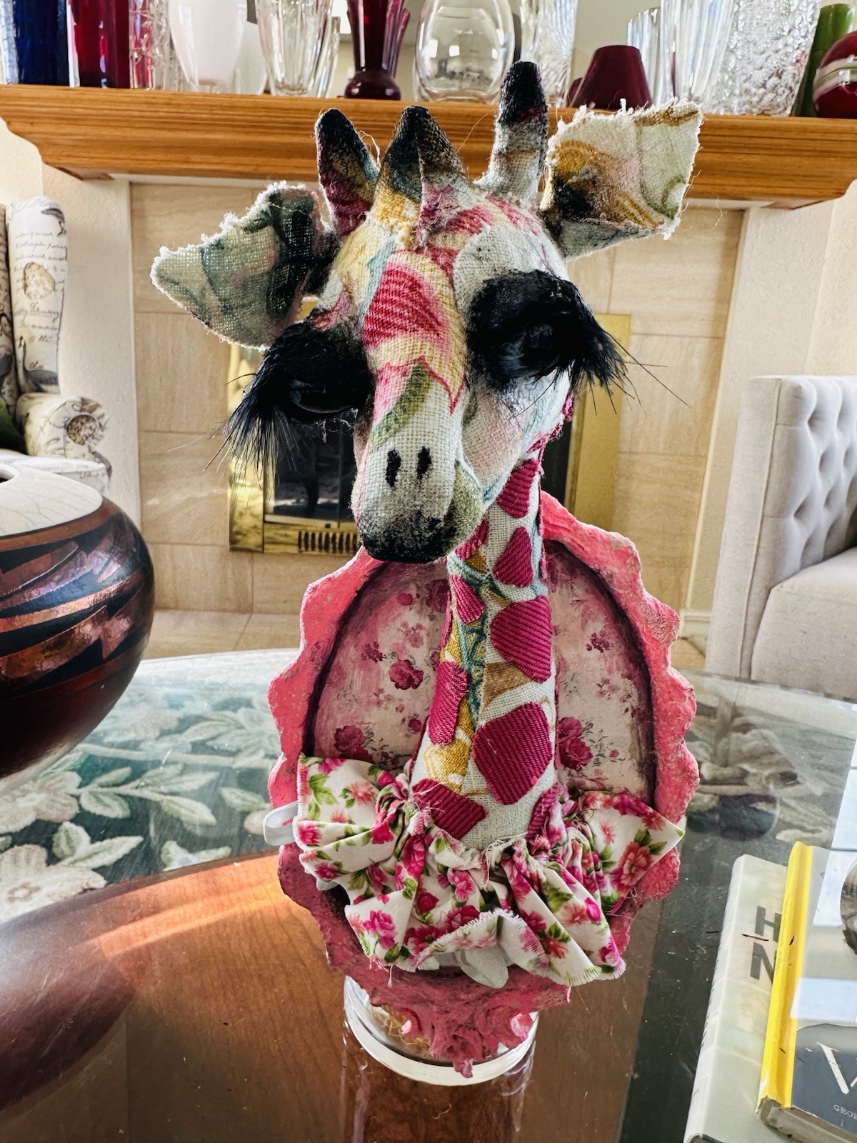 Vintage Swanky Egg Folk Art Whimsical & Fun Hand Painted Giraffe Wall Art OOAK