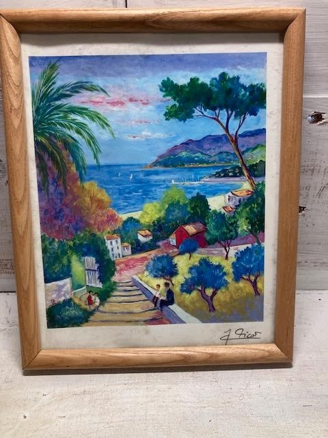 Jean Claude Picot Print Painting Mediterranean Seascape Beach Coastal Art