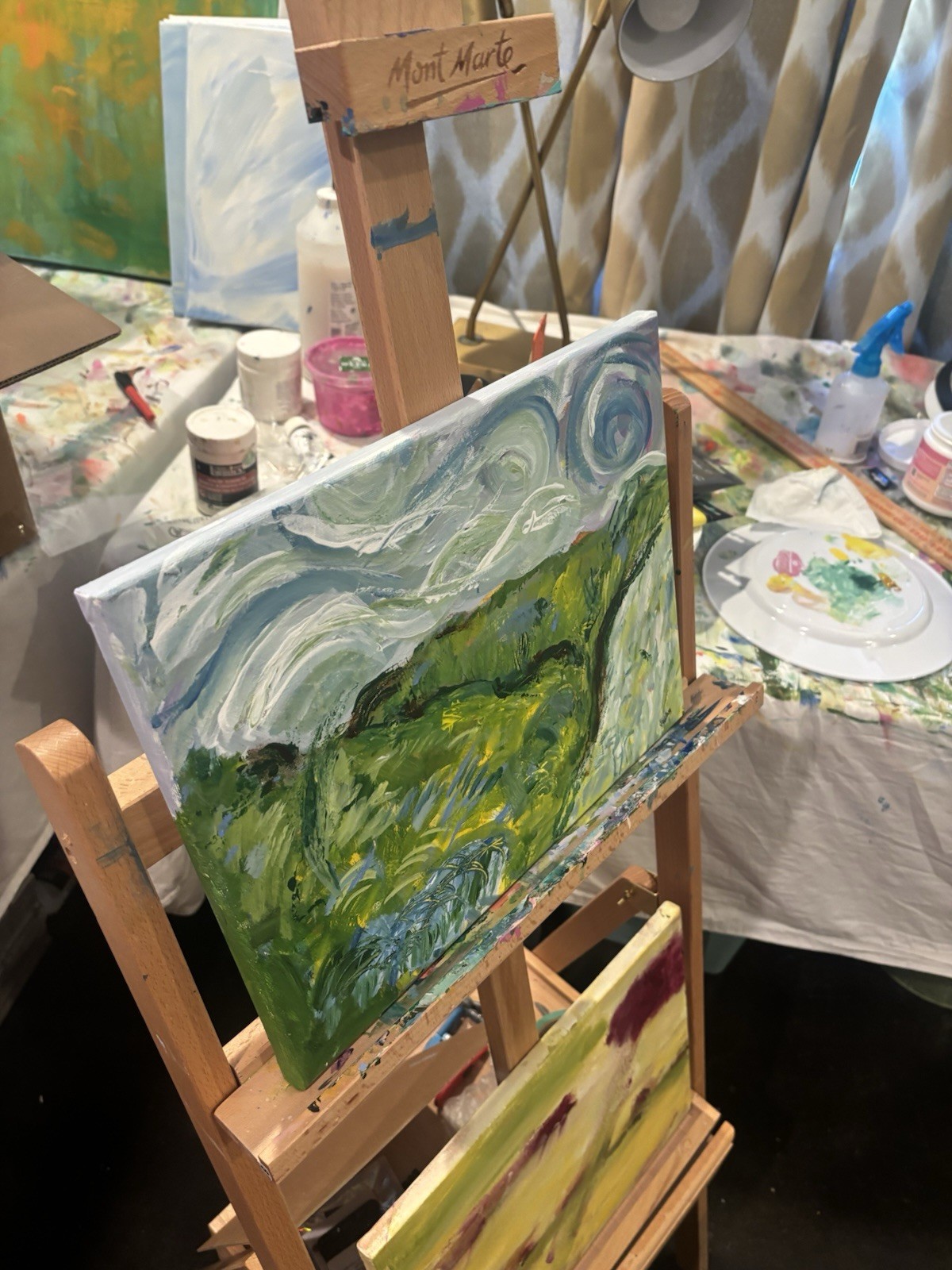 Green Hills Landscape Impression 11×14 ABSTRACT IMPRESSIONISM Van Gogh