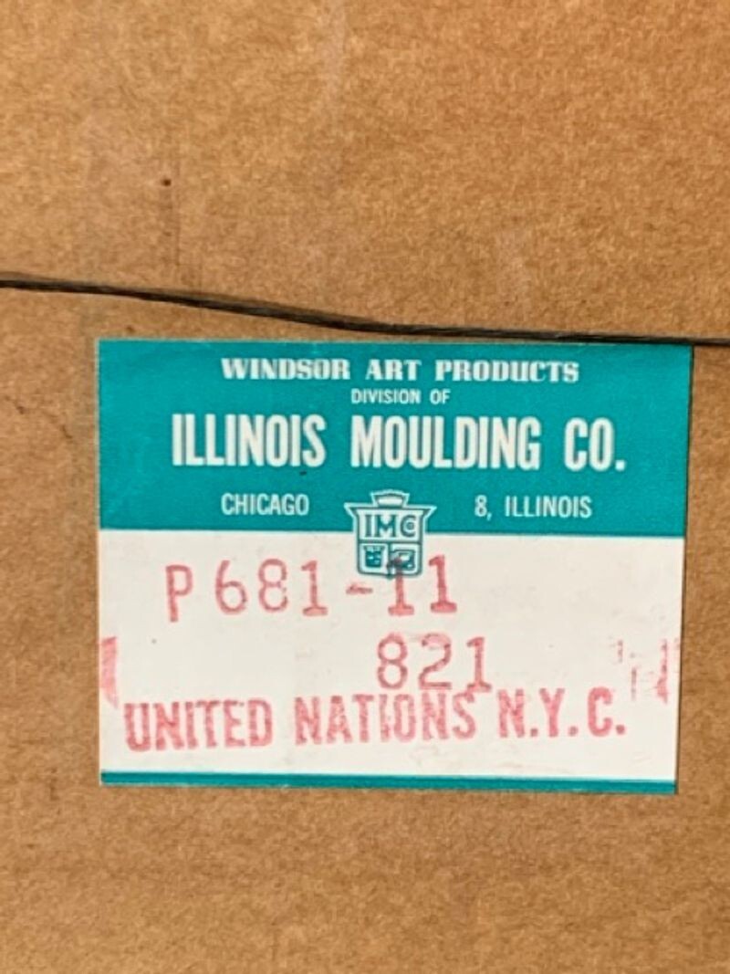 Mid-Century NYC United Nations J. Windsor Signed Embellished Silkscreen Board