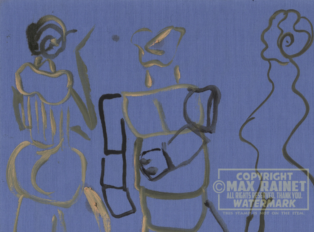 Abstract Figures Semi-nude Pose 2000 C Peterson * Oil Painting Circus women man