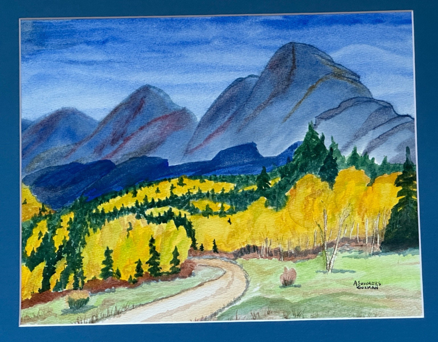 ALICE GUZMAN ORIGINAL WATERCOLOR PAINTING MATTED 16″ X 20″ NEW MEXICO 1980’S