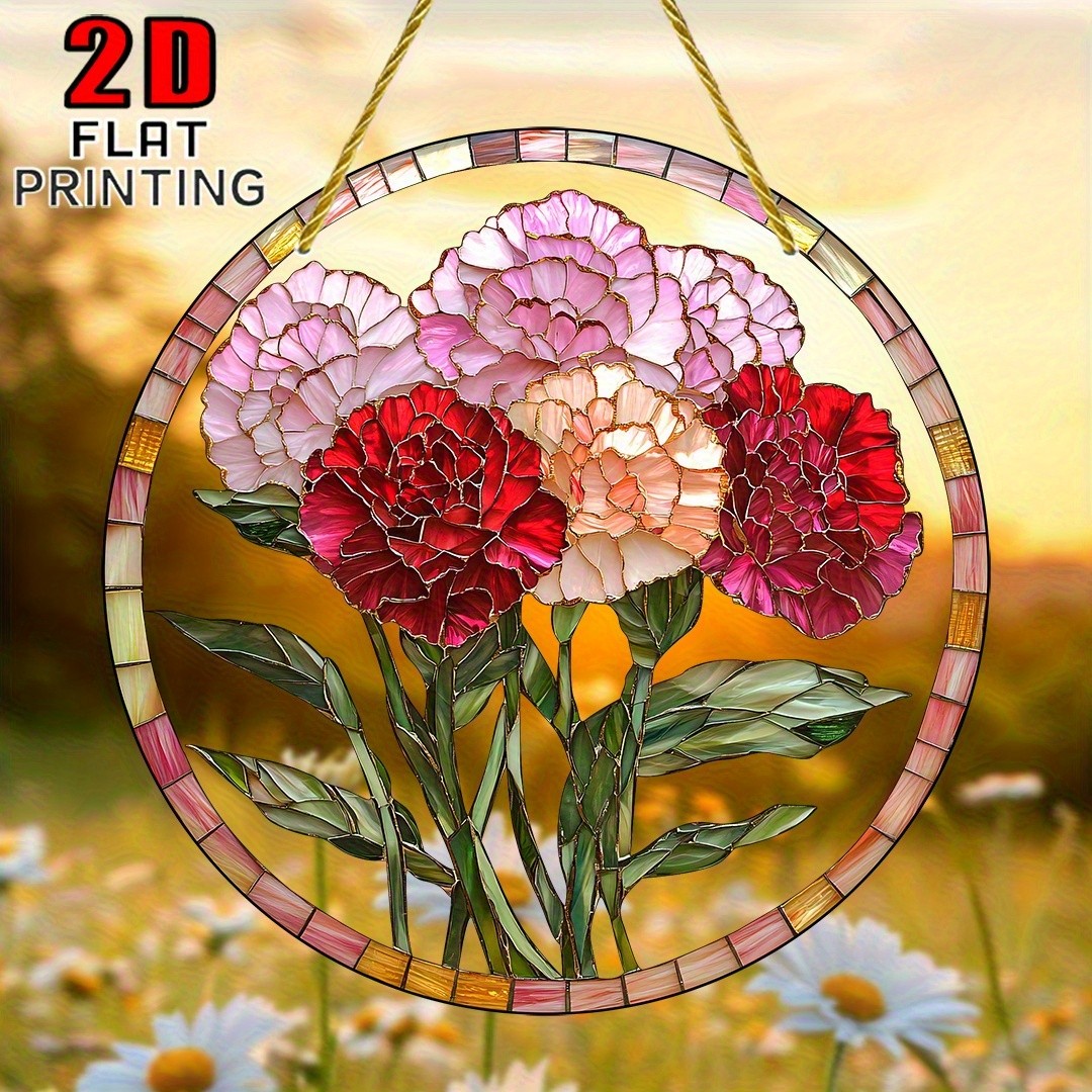 8×8 Carnation Flower Light Catcher Mothers Day Graduation Gift