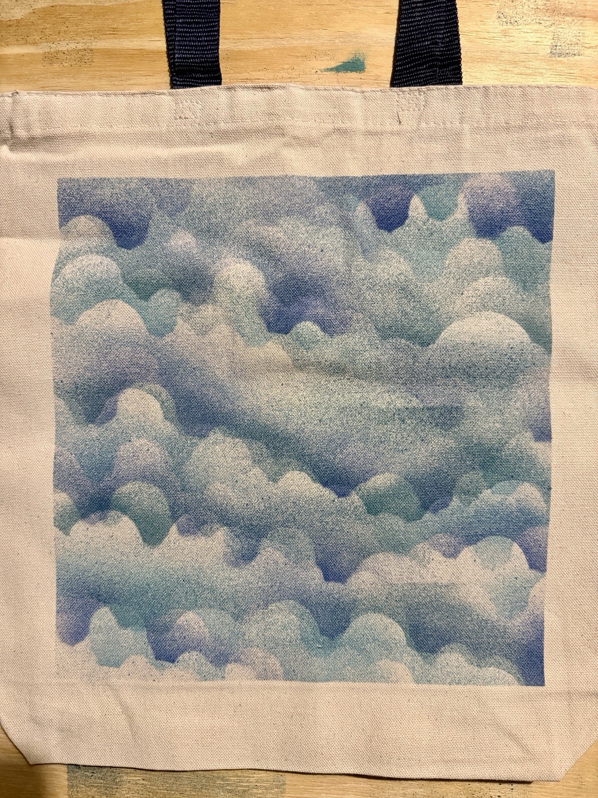 Canvas Tote bag featuring an original painting created by hand.