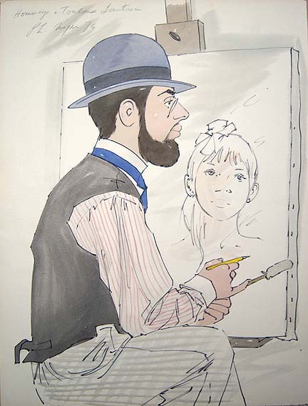 PHILIPPE HENRI NOYER Signed 1979 Original Watercolor – «Toulouse Lautrec»