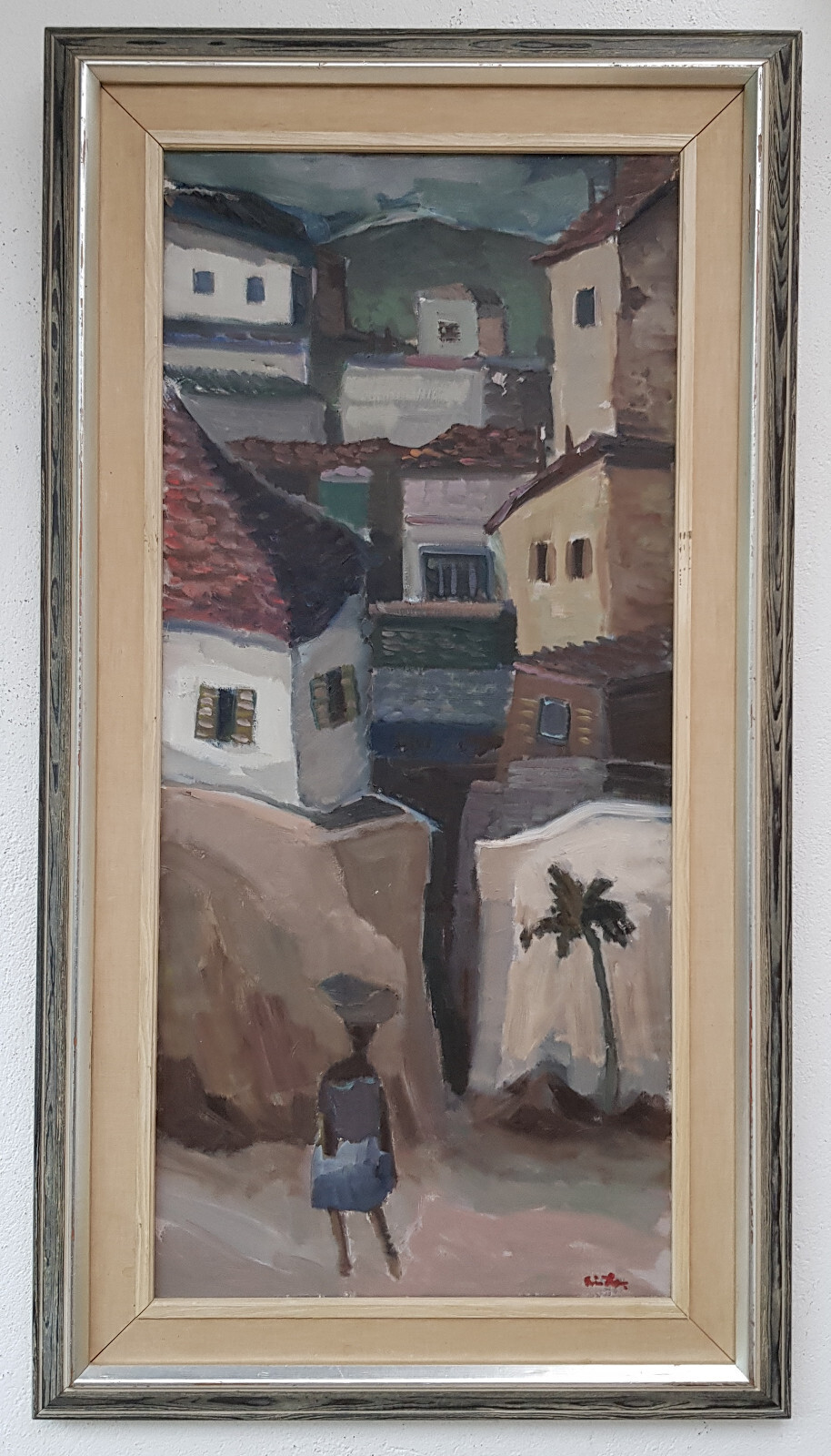Large Abstract Oil Painting Artwork With Frame 1959 Painting Oil Painting City