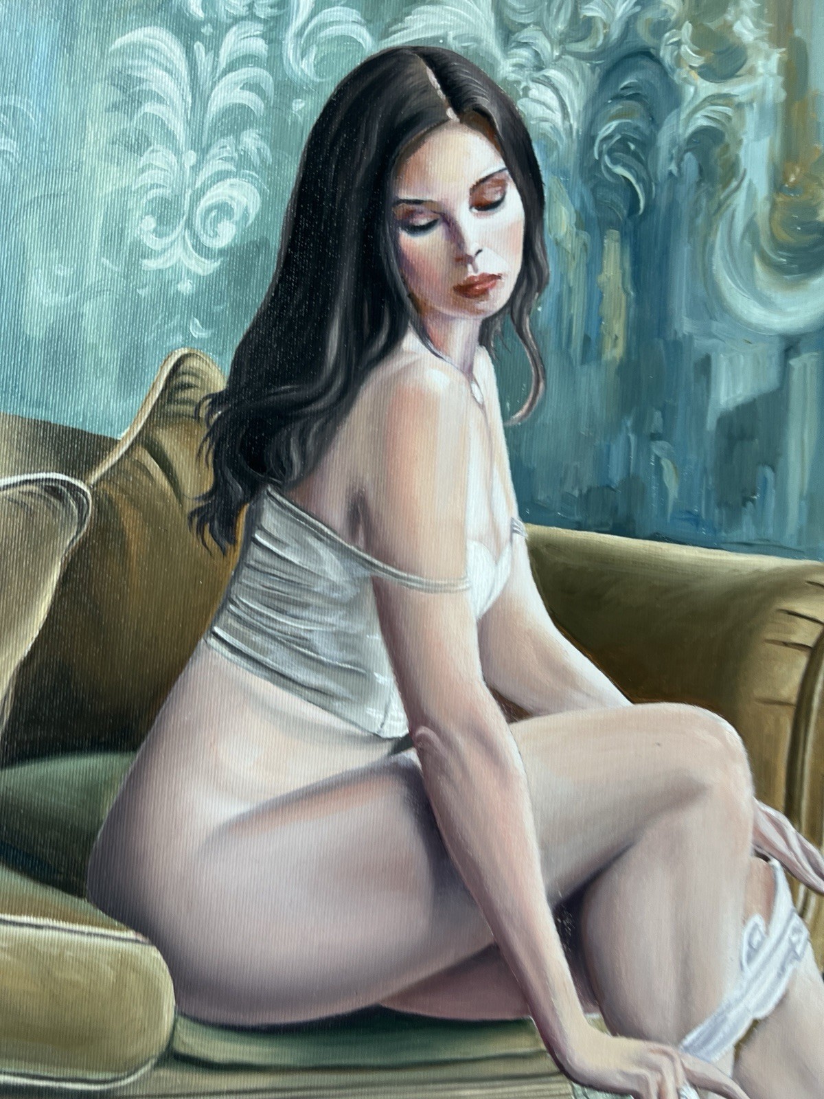 Original Oil Painting, Portrait, Female Figure, Modern Art 20×23,6 Inch
