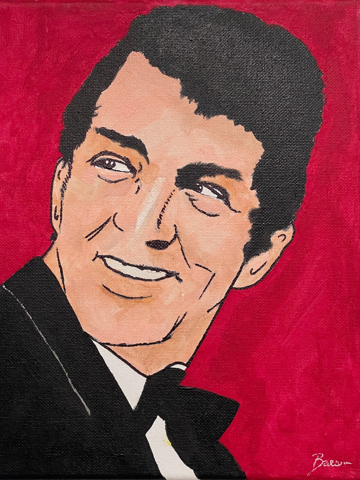 Seasoned Art Dean Martin Rat Pack Crooner hand painted artwork smile