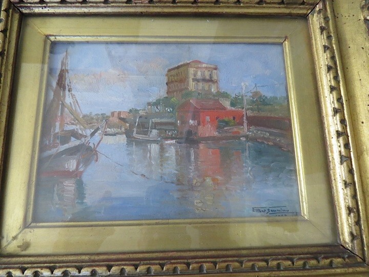 Vintage Framed Oil On Board Painting By Ettore Sannino (1897-1975 )