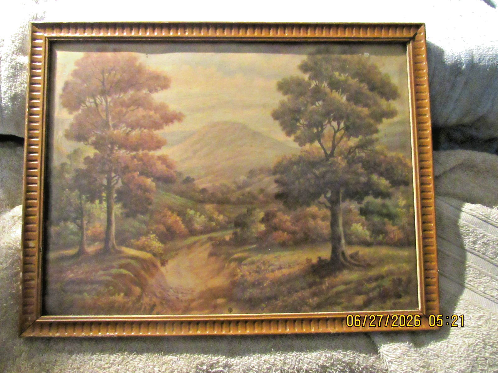 Vintage Nice framed Lambert-Product #152, 13×10″ country scene