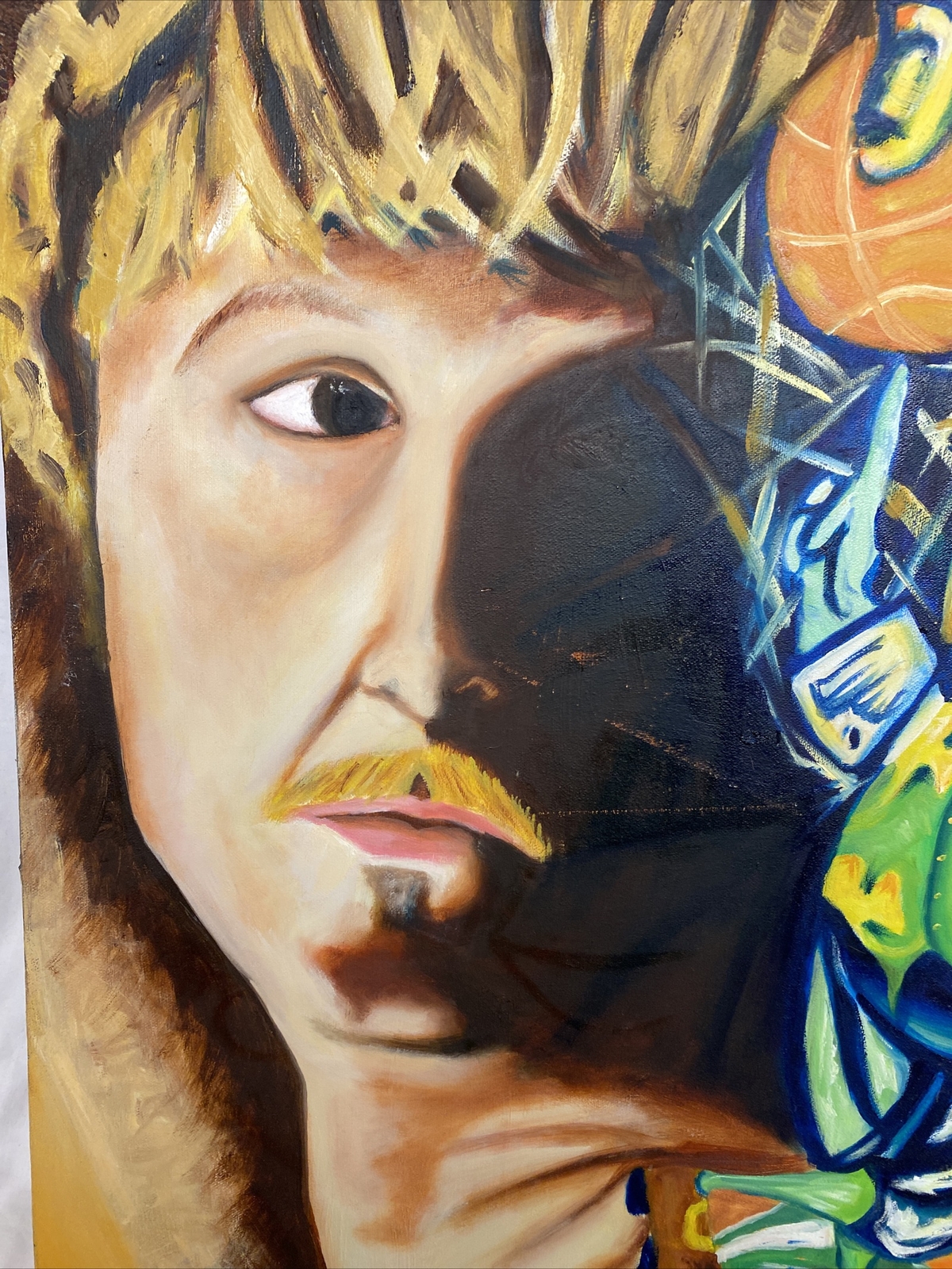 Original Oil Sports Painting of Larry Bird Boston Celtics NBA Padron *Scratched