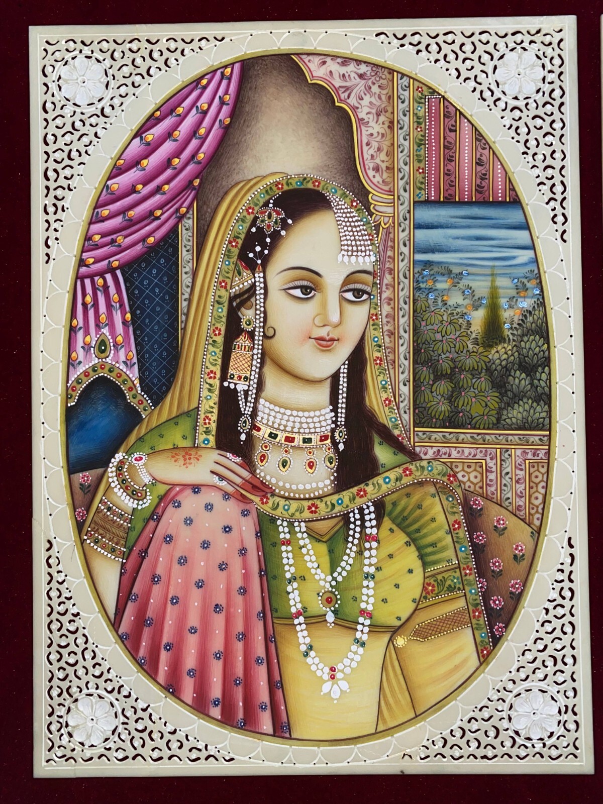 Mughal Portrait Painting Art Handmade Shah Jahan Mumtaz Mahal India Art Work