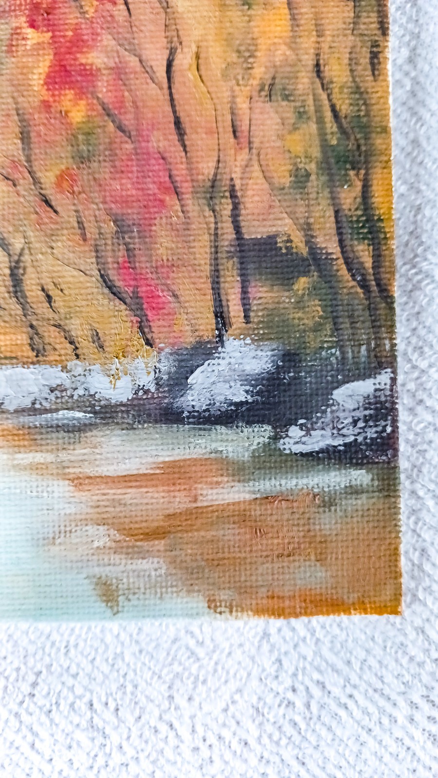 Day at the Lake ORIGINAL Oil Painting Impressionism Boat Autumn Park River 5″x7″