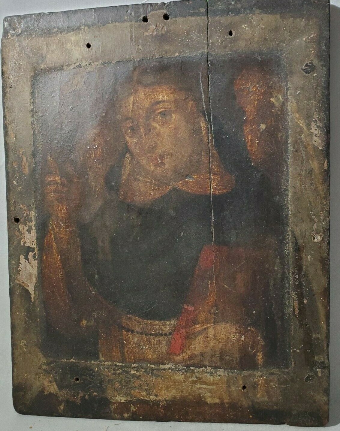 Very Rare 15th, 16th Century Old Master Portrait Painting on Wood, c 1490
