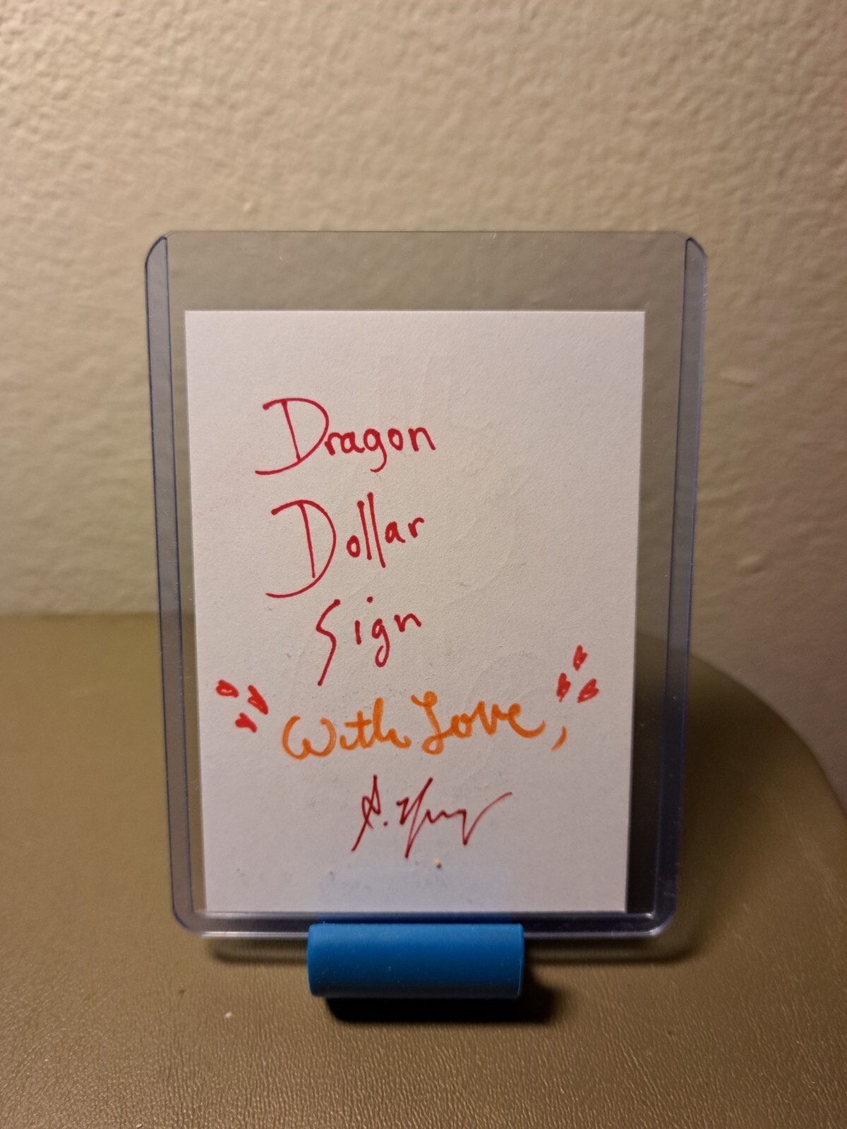 Orange artcard Acrylic Ink «Dragon Dollar» Limited 1/1 signed