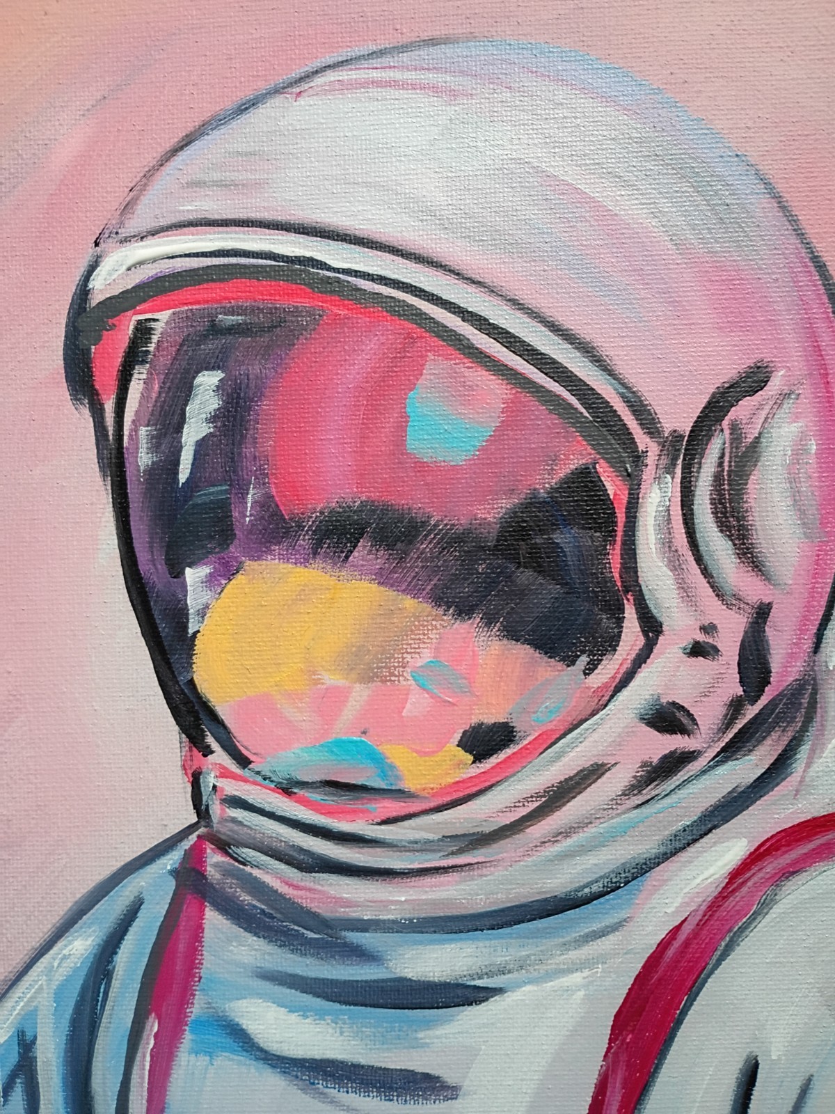 Pastel Astronaut 8×10 Canvas Original Art Outer Space Abstract Expressionism