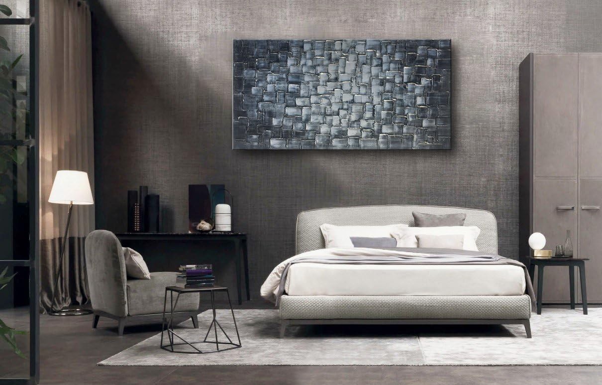 Textured Abstract Squares Canvas Wall Art Hand Painted Modern Silver Oil Pain…