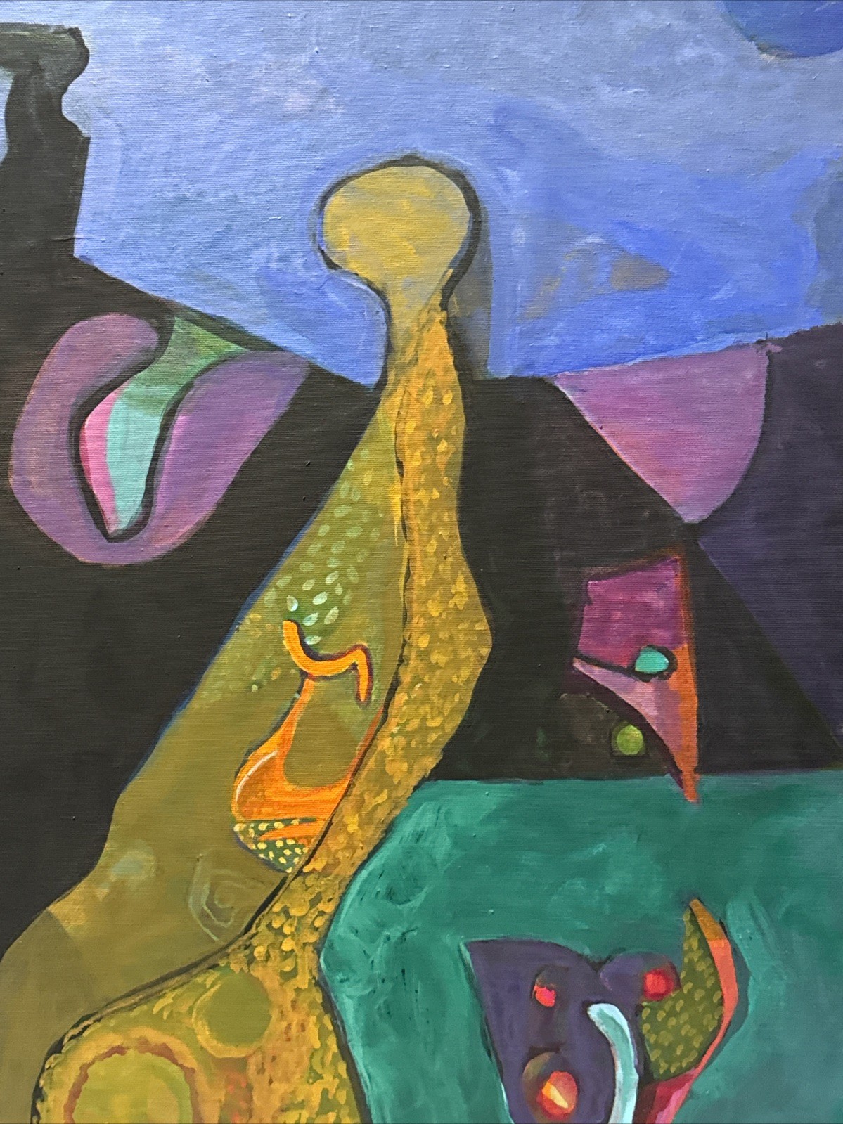 ABSTRACT PAINTING VINTAGE PHILIP NORTH CUBIST CUBISM FIGURES ORIGINAL High Noon