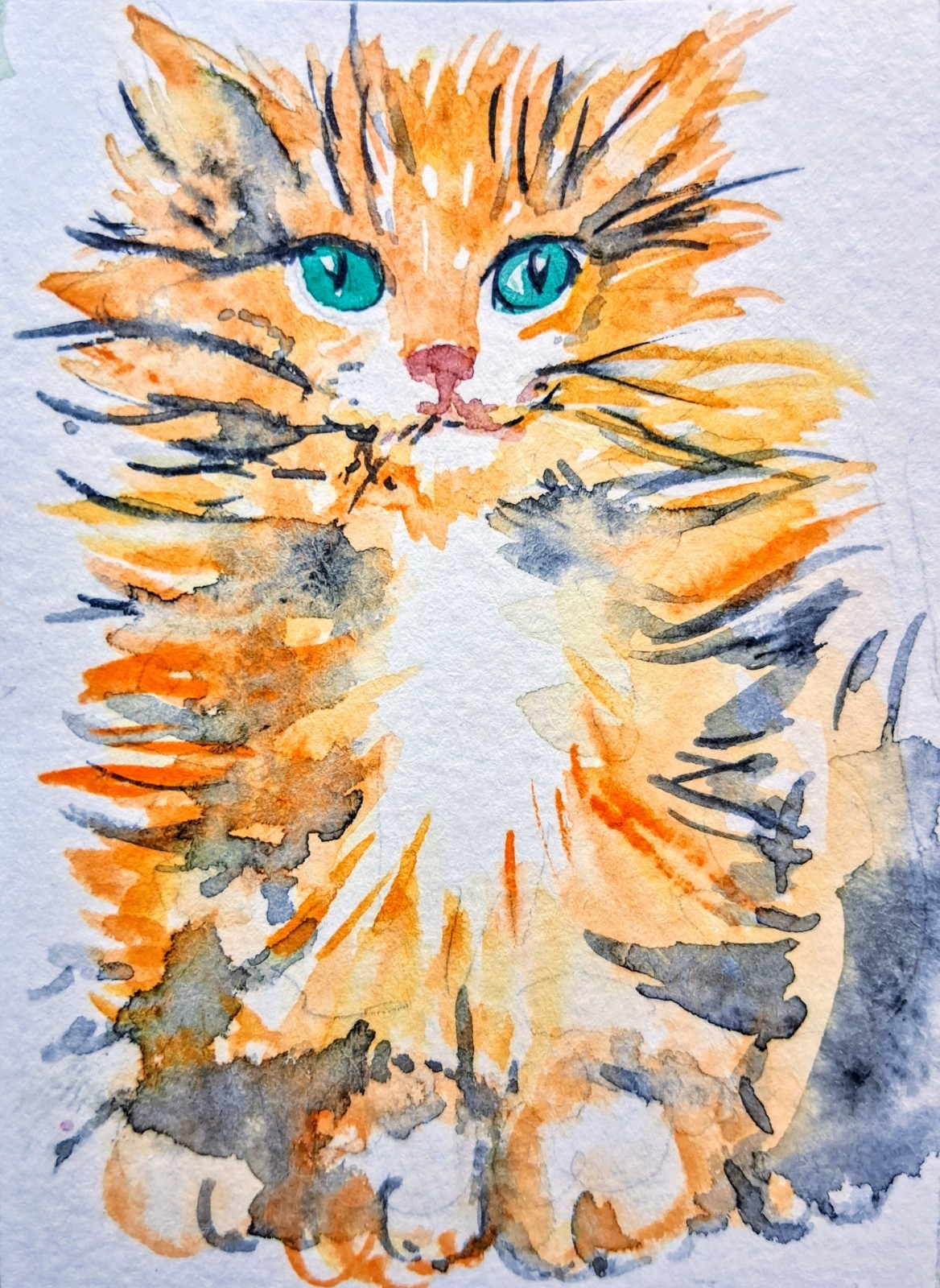 ACEO orange tabby Kitten cat art painting,pet lover bestgift,home design2.5×3.5