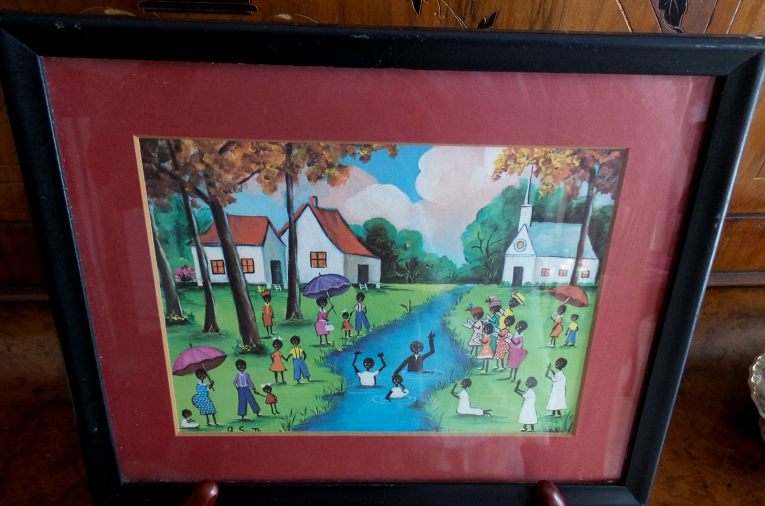Lot (6) Vintage Beatrice M. Smith Southern Folk Artist Prints framed Matted