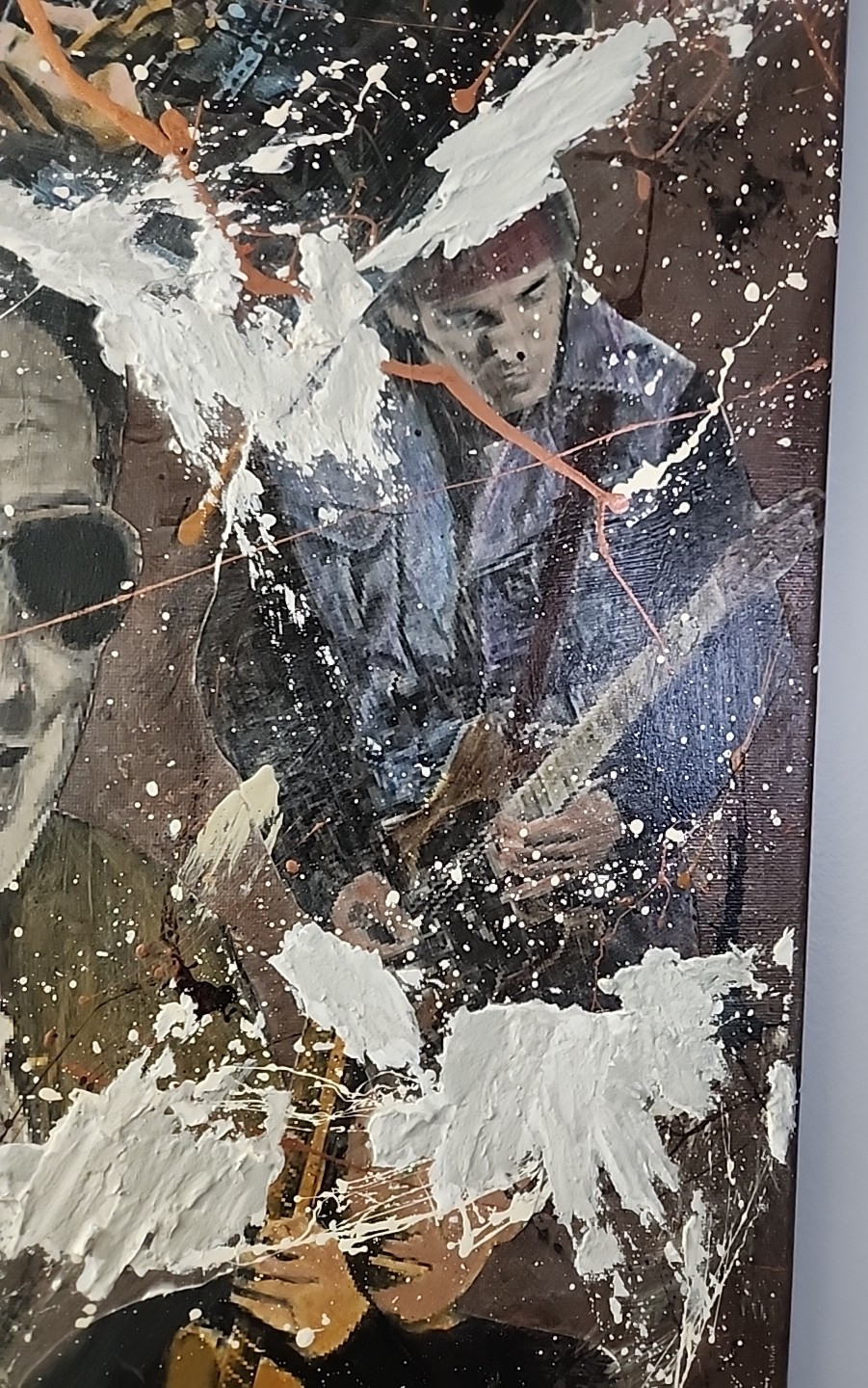 Bruce Springsteen Collage Art Painting Canvas, Signed by Artist, 18×24 Unframed