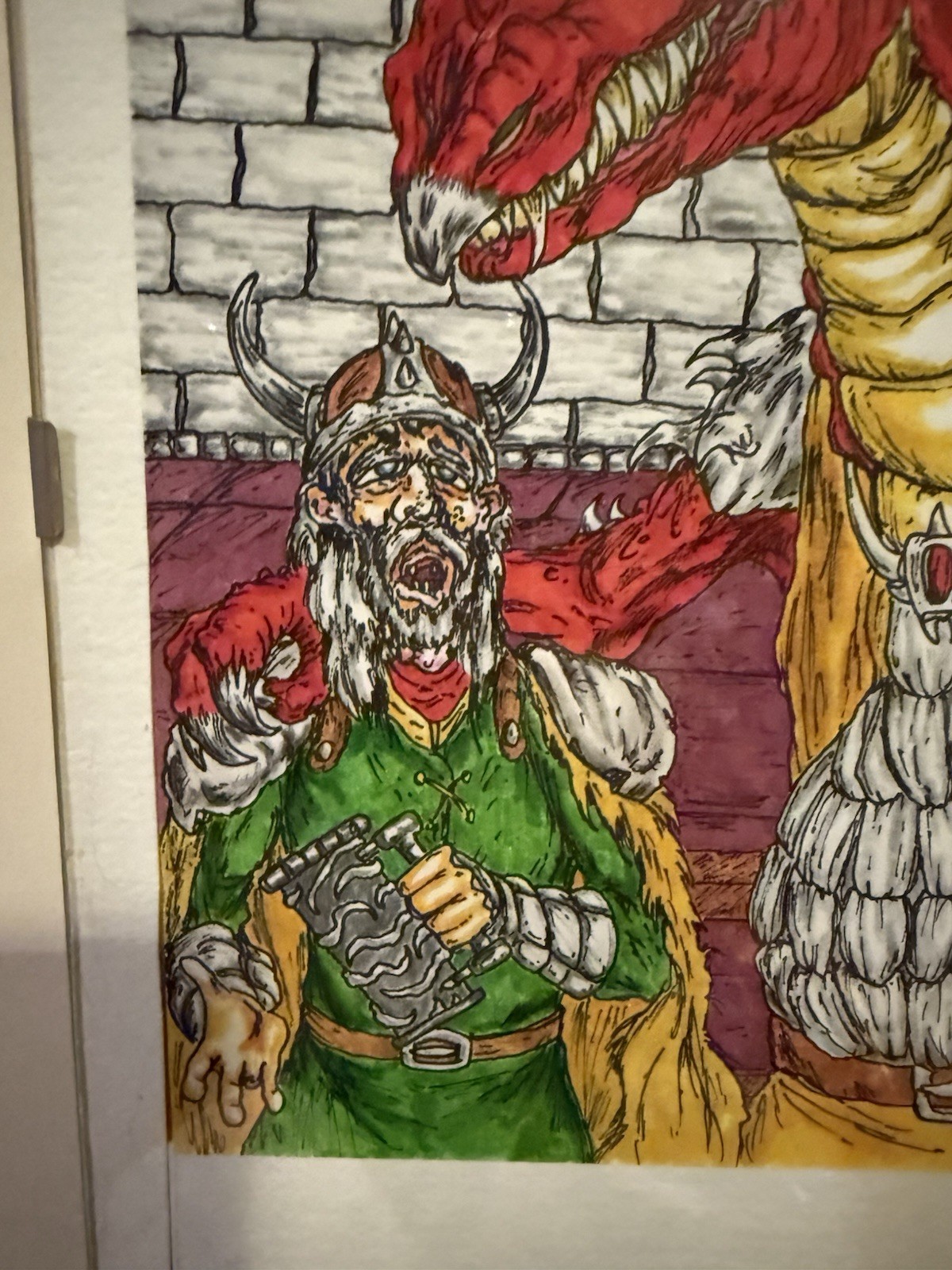 “The Dragon Bar” Original Artwork 8×11” Art In Frame Knights D&D Fantasy Beer