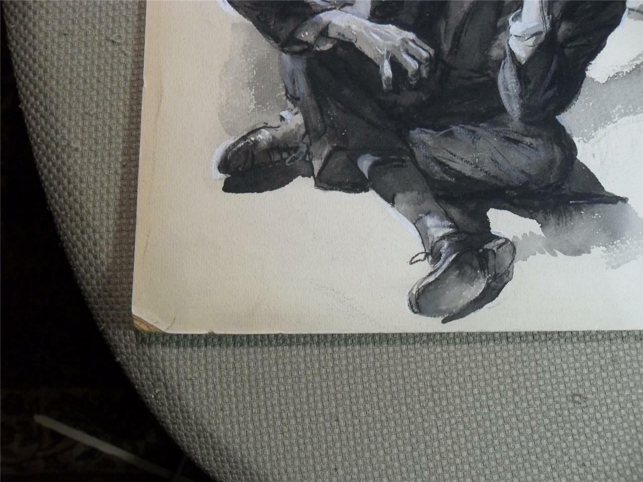 LELAND R GUSTAVSON ORIGINAL ART HARD BOILED PULP ILLUSTRATION 1940’S ON BOARD
