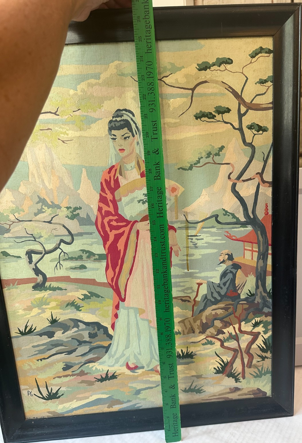 Vtg Paint By Numbers Oriental Princess Geisha Asian 1960’s FrameArt Land Paintin