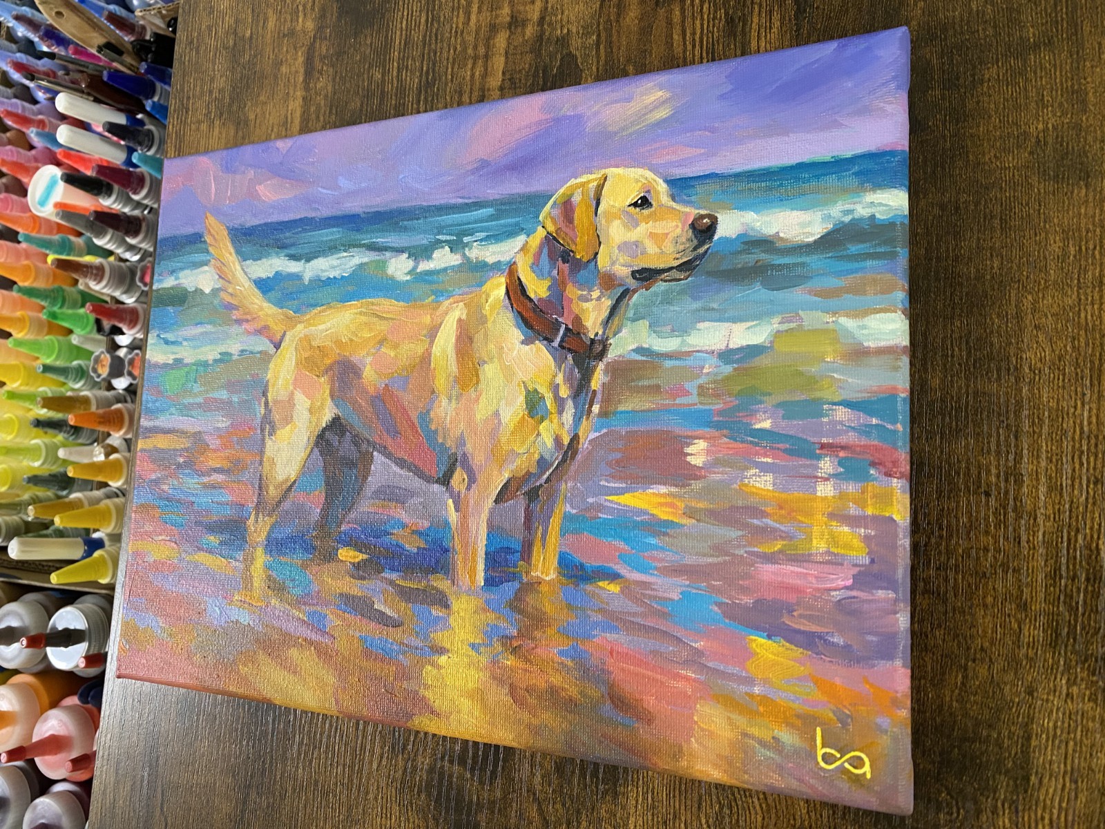 Impressionist Labrador Retriever Beach Painting Original Acrylic Dog Ocean Art