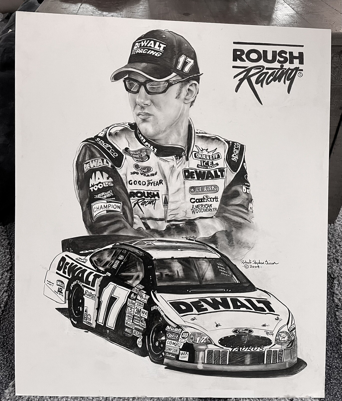 Matt Kenseth Roush racing NASCAR ORIGINAL PAINTING ROBERT STEPHEN SIMON 20″x 24”