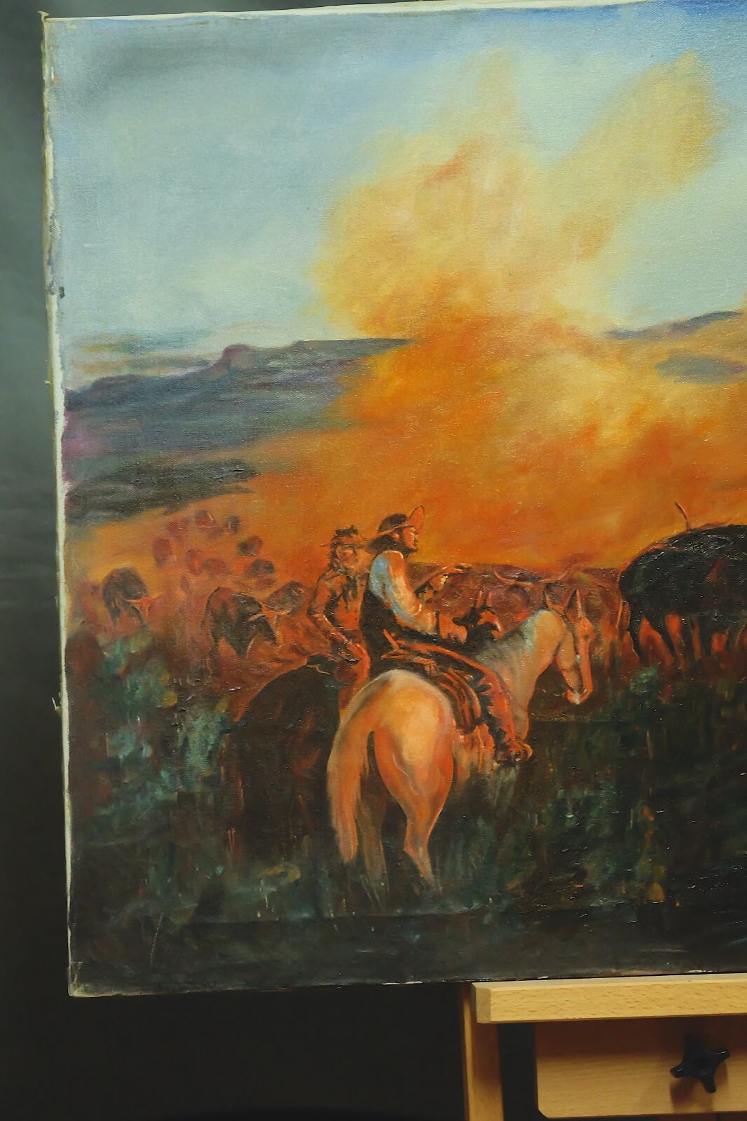 Dickison (?) Oil (?) Painting on stretched canvas Very Good Condition 22X22in
