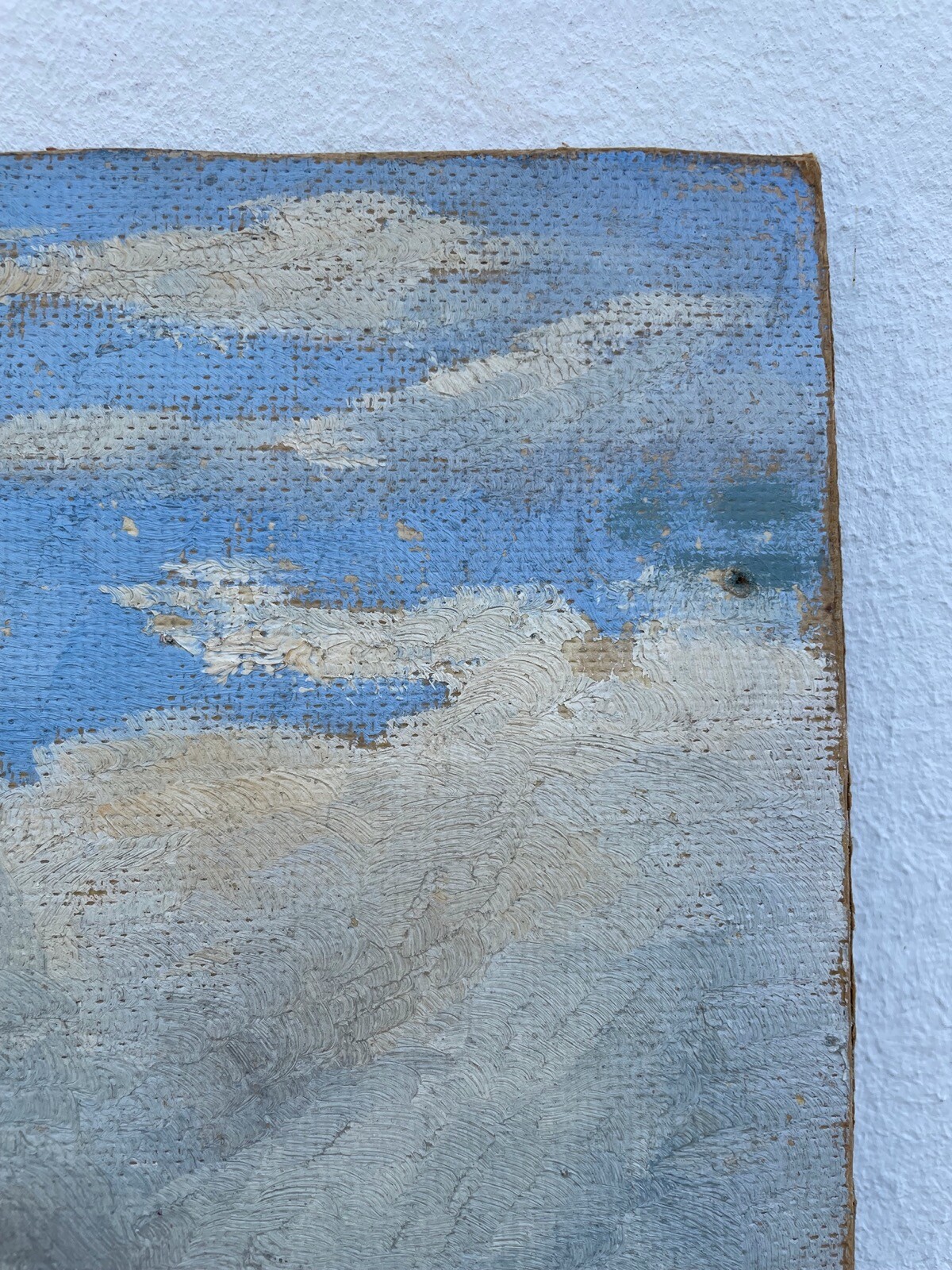 Impressionist Anonymous Summer Landscape Small Town Meadow Field Path Cloudy Sky