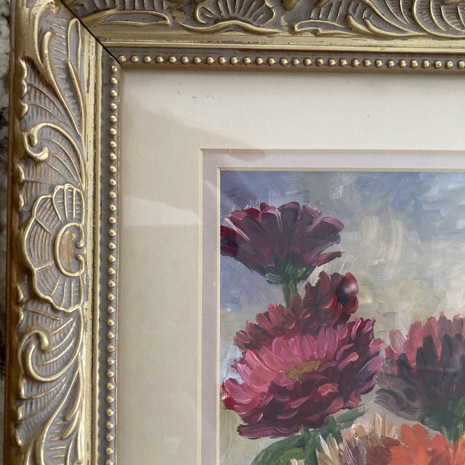 Painting Oil Signed By GW Greta Wiwel #960 Zinnias Seven 8×10 On Gessoedpaper
