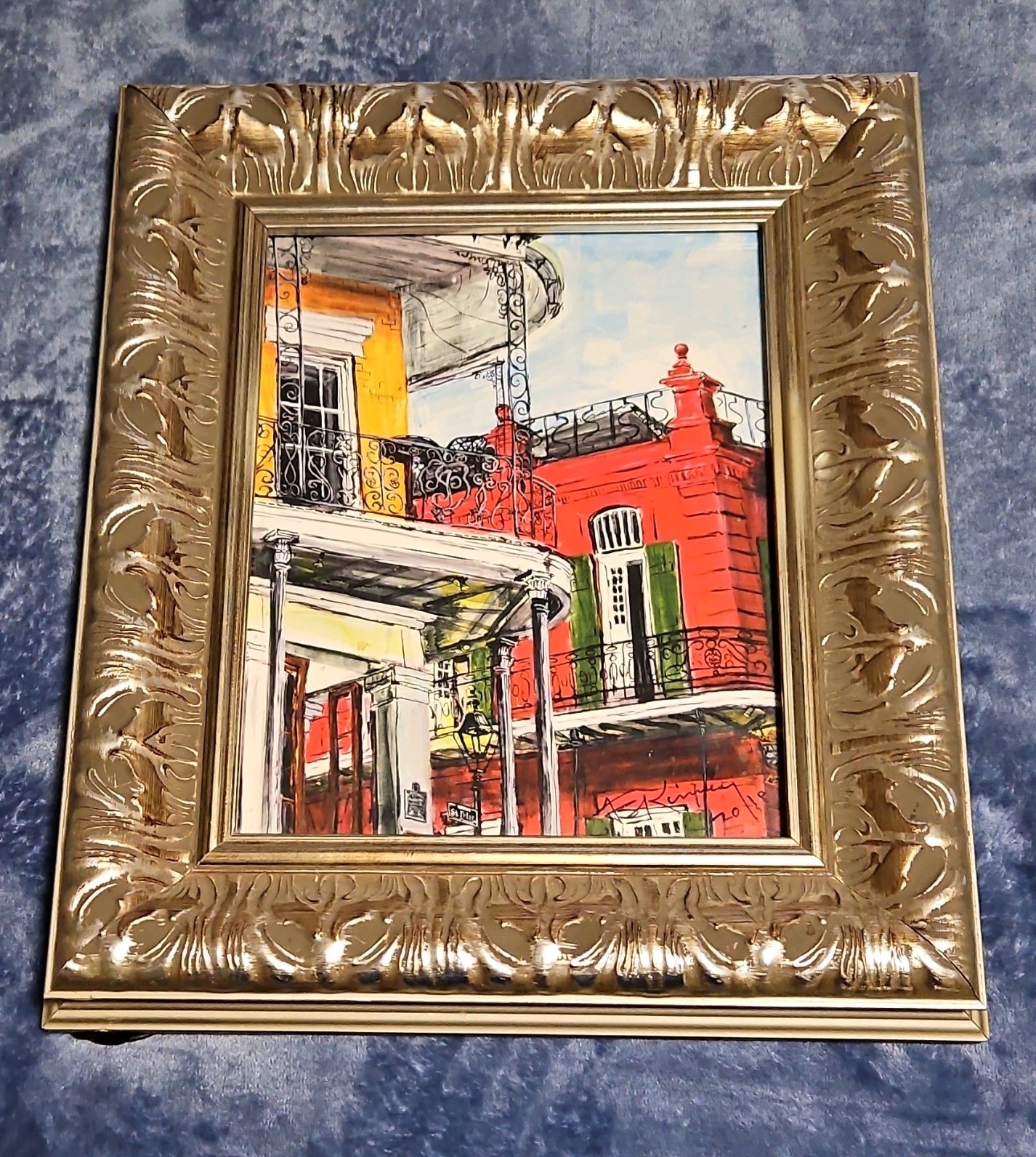 Framed Impressionist City Architecture print in heavy duty wooden frame