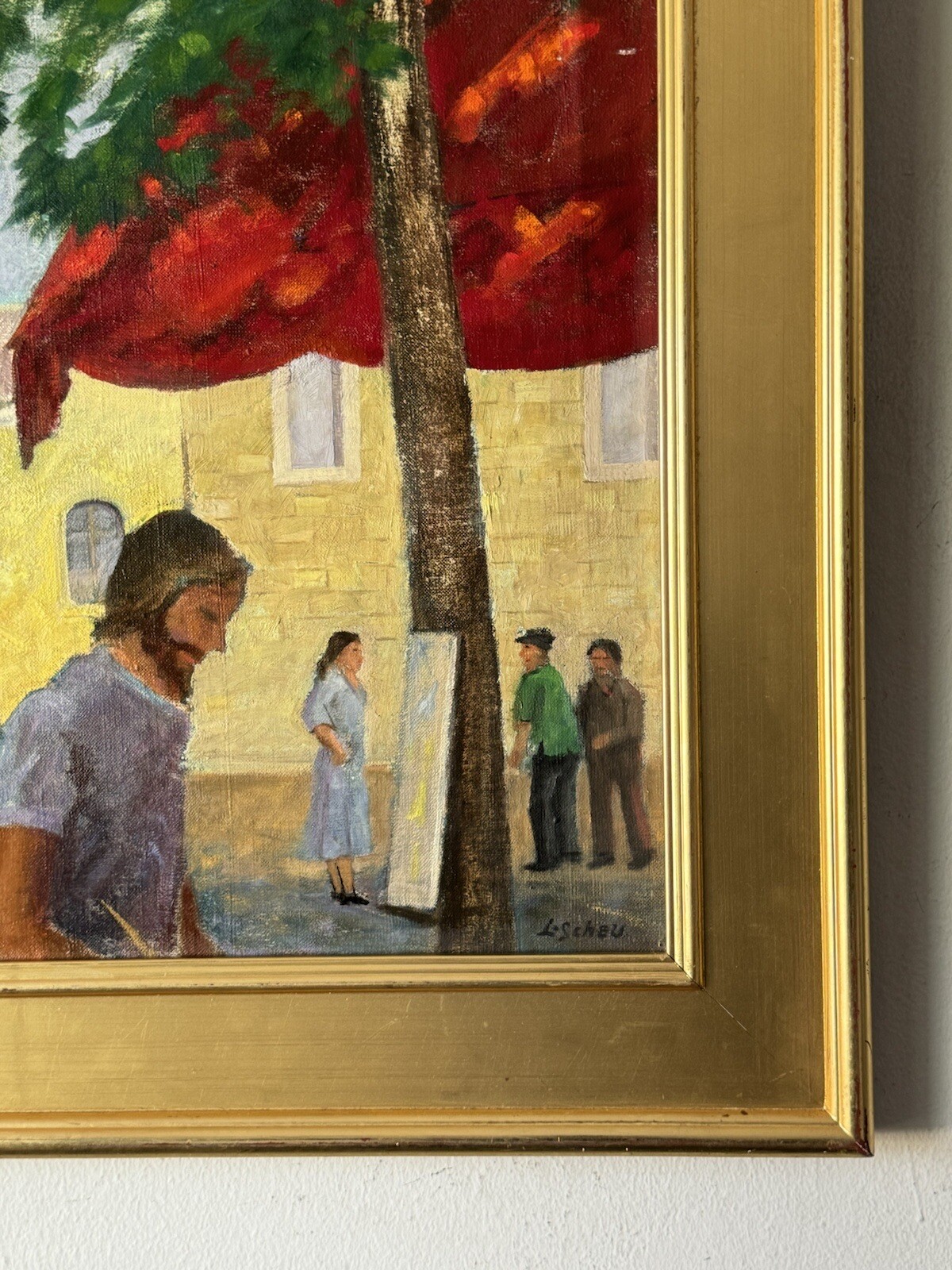 LEONARD SCHEU ANTIQUE MODERN FIGURATIVE LANDSCAPE OIL PAINTING OLD CALIFORNIA 53