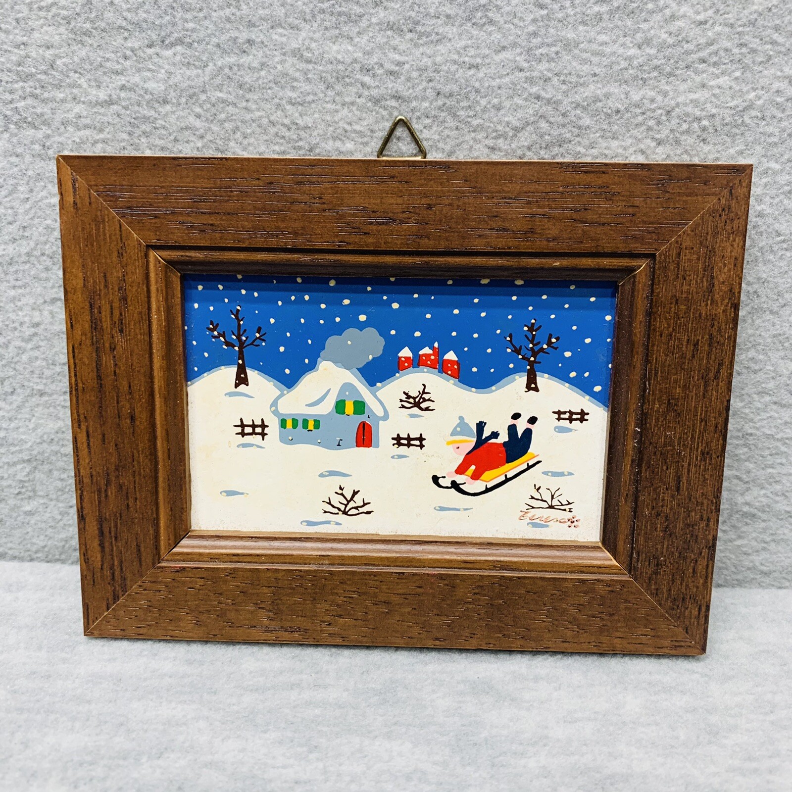 ATELIER TERESA MADE IN ITALY Snow Christmas Small Whimsical Painting 4x 5.5 Inch