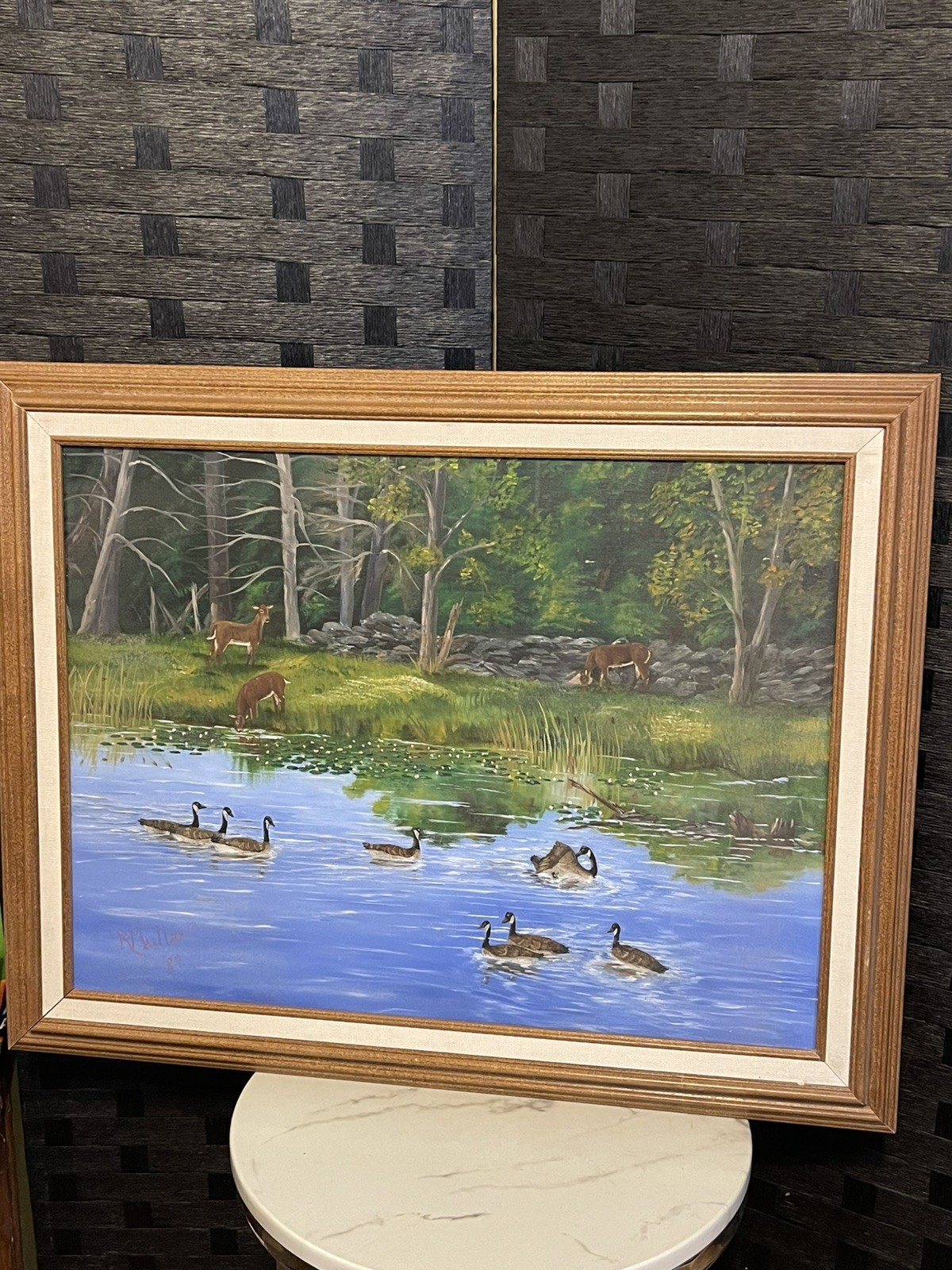 Vtg Robert Muller Original painting signed 1989 nature framed matted 29×23