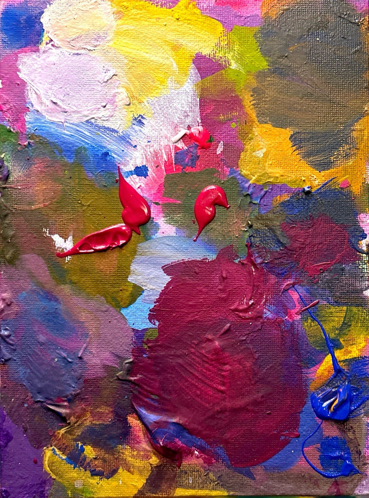 PORTIA Original Abstract Expressionist Colour 2 13x18cm Canvas Painting Tasmania