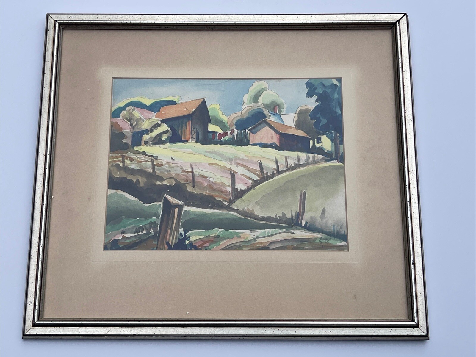 ANTIQUE WPA REGIONALISM LANDSCAPE PAINTING AMERICAN IMPRESSIONISM MYSTERY SIGNED